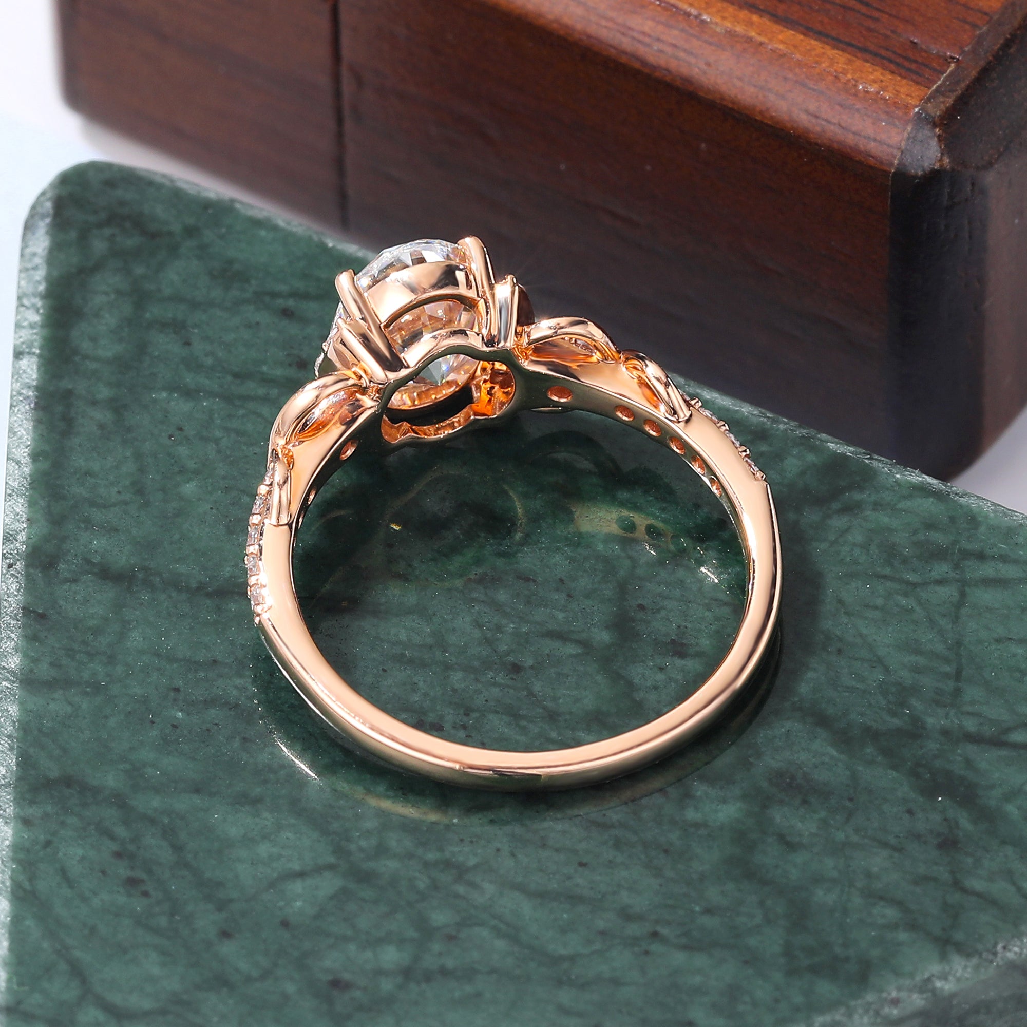 Oval Lab-grown Diamond engagement ring, Cluster rose/white/yellow gold ,S925/10K/14/18k gold.