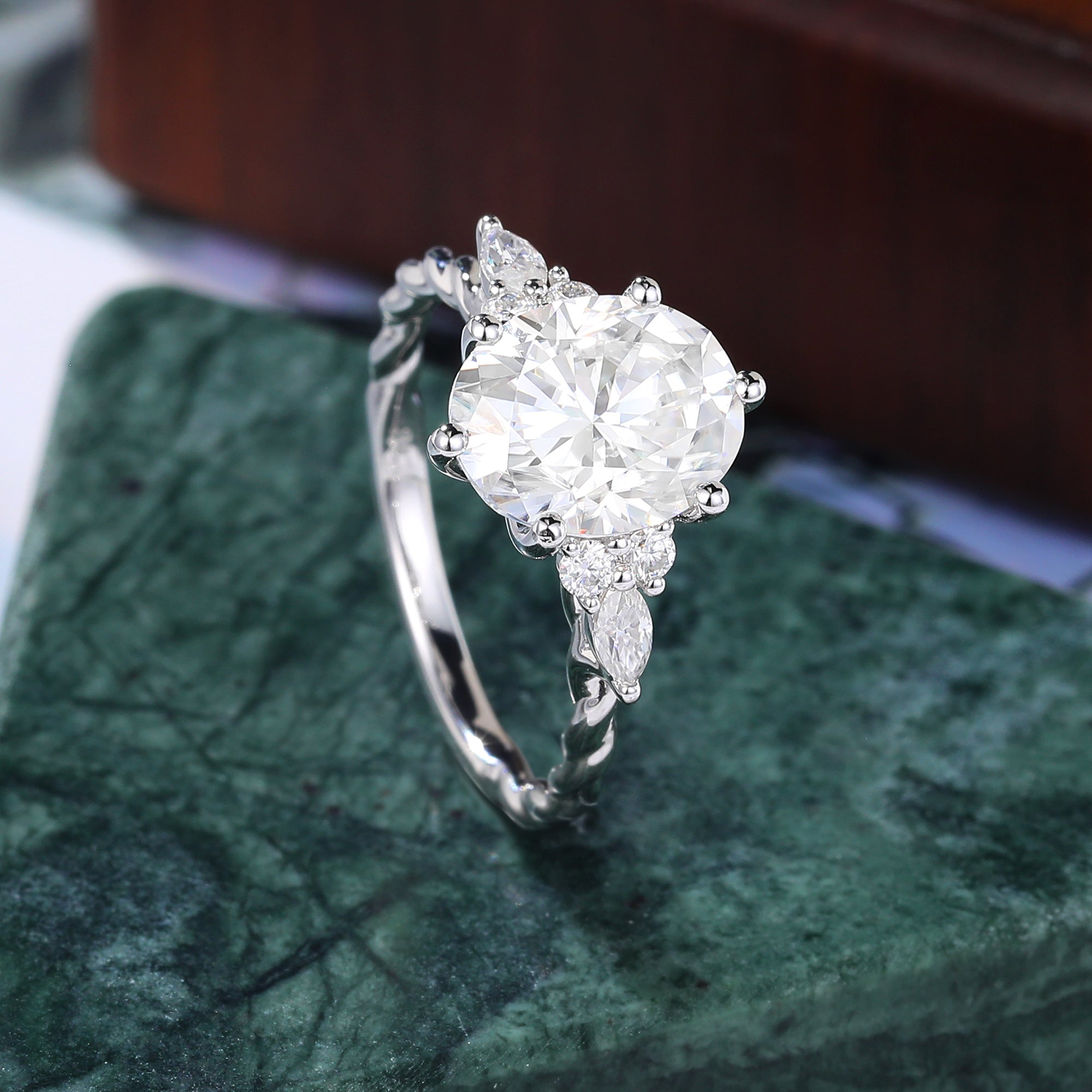 Oval cut moissanite white gold engagement ring 925silver/10K/14k/18k gold