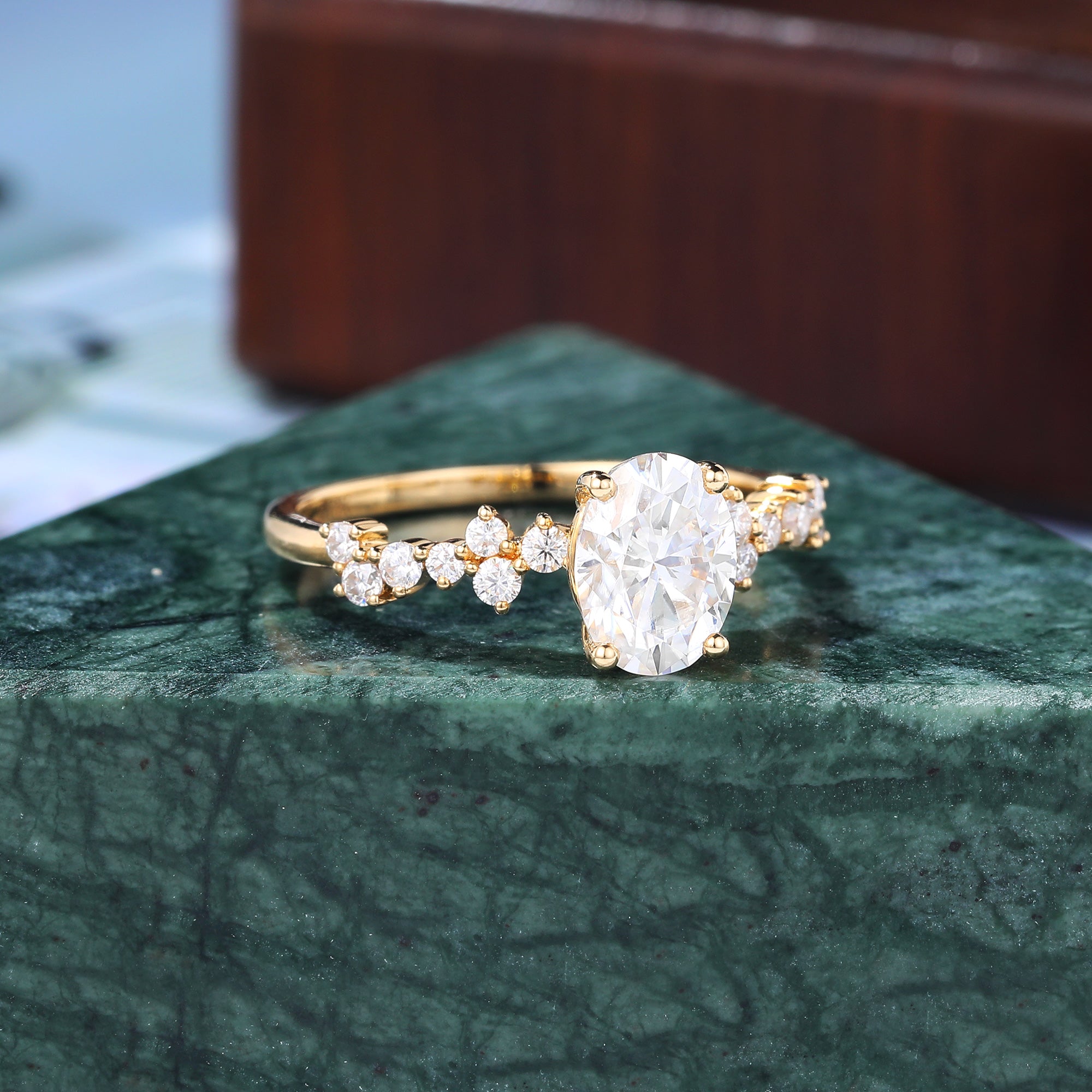 Oval Lab grown diamond engagement Ring for women unique bridal ring , 925silver/10k/14k/18k gold