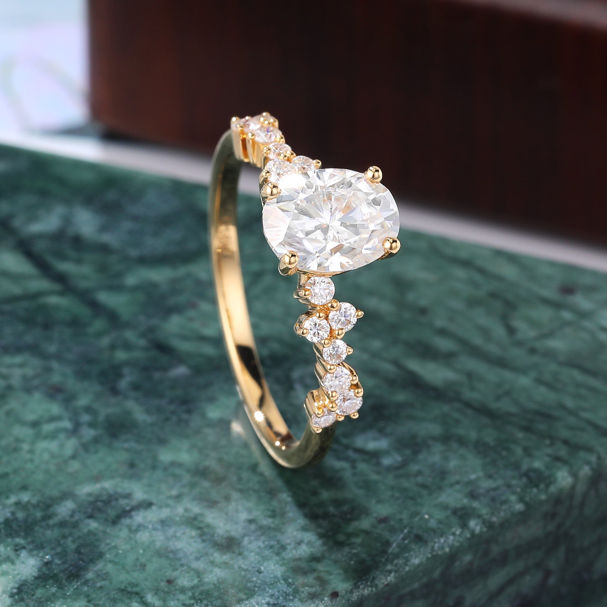 Oval Lab grown diamond engagement Ring for women unique bridal ring , 925silver/10k/14k/18k gold