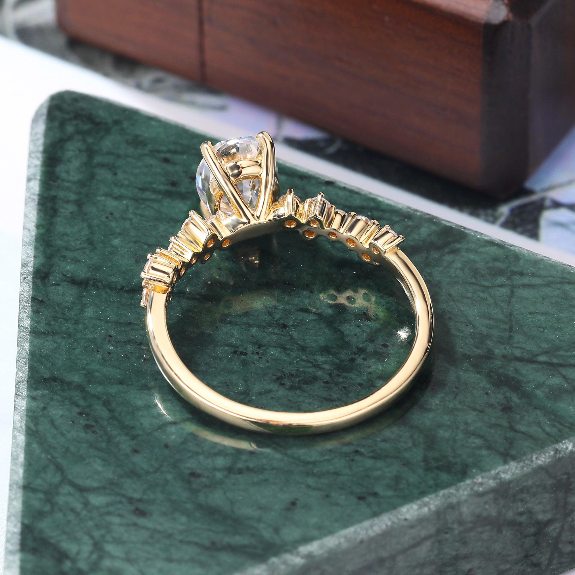 Oval Lab grown diamond engagement Ring for women unique bridal ring , 925silver/10k/14k/18k gold