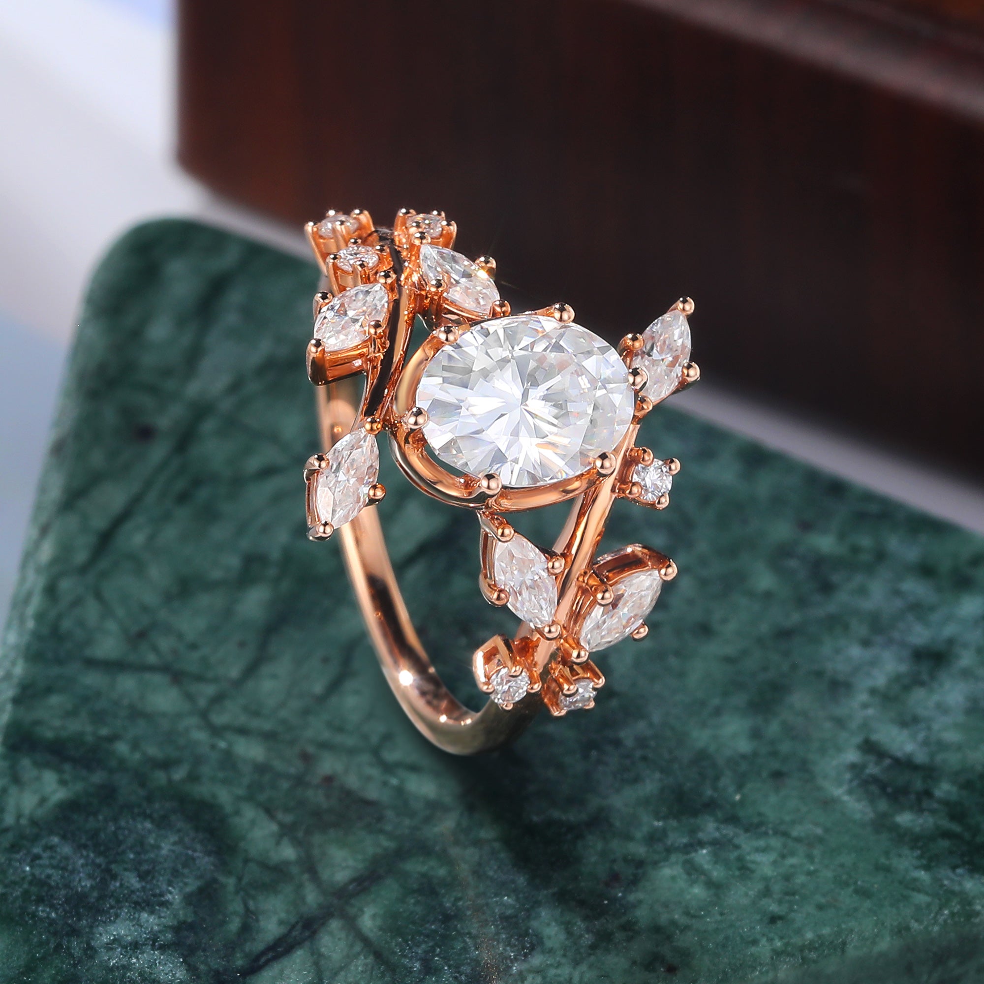 Oval cut Lab grown diamond rose gold engagement Ring.
