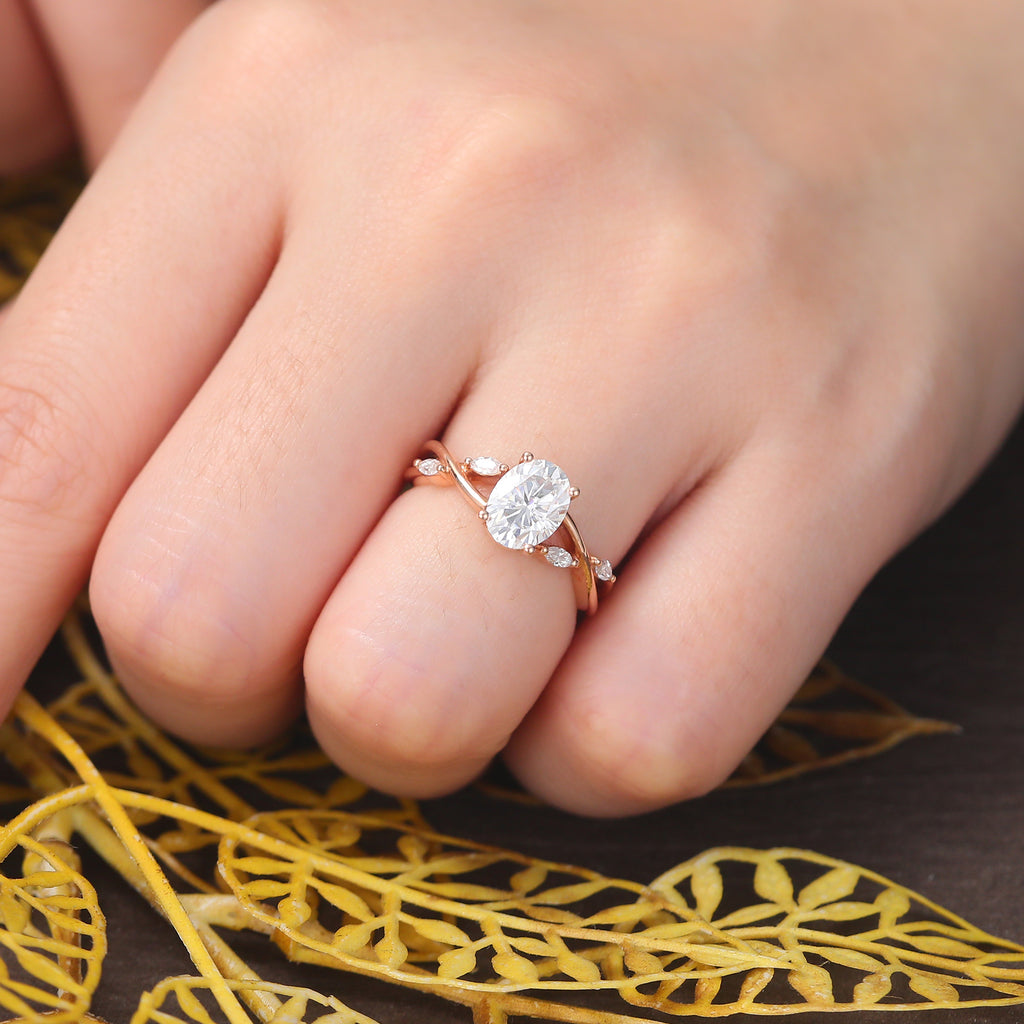 1.2ct Oval cut Lab grown diamond rose gold engagement Ring.