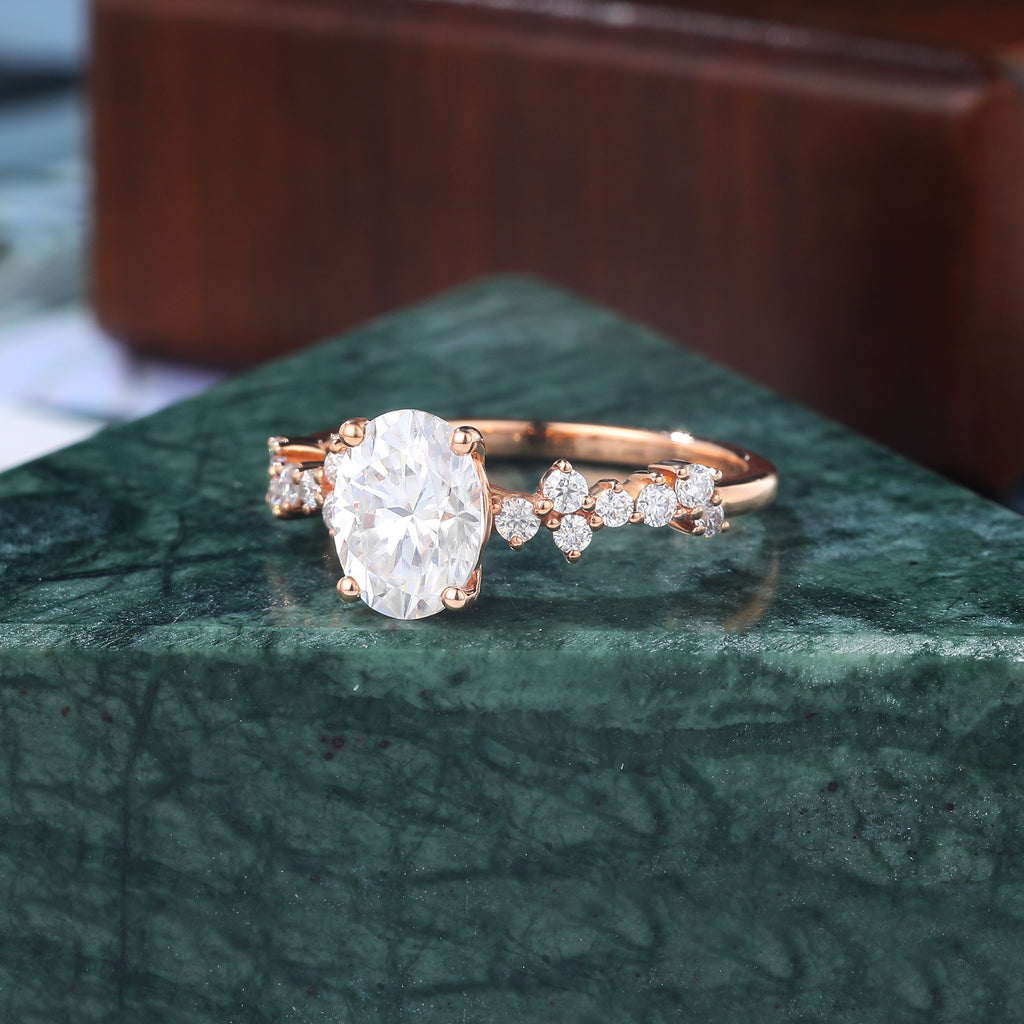 Oval cut Lab grown diamond rose gold engagement Ring.
