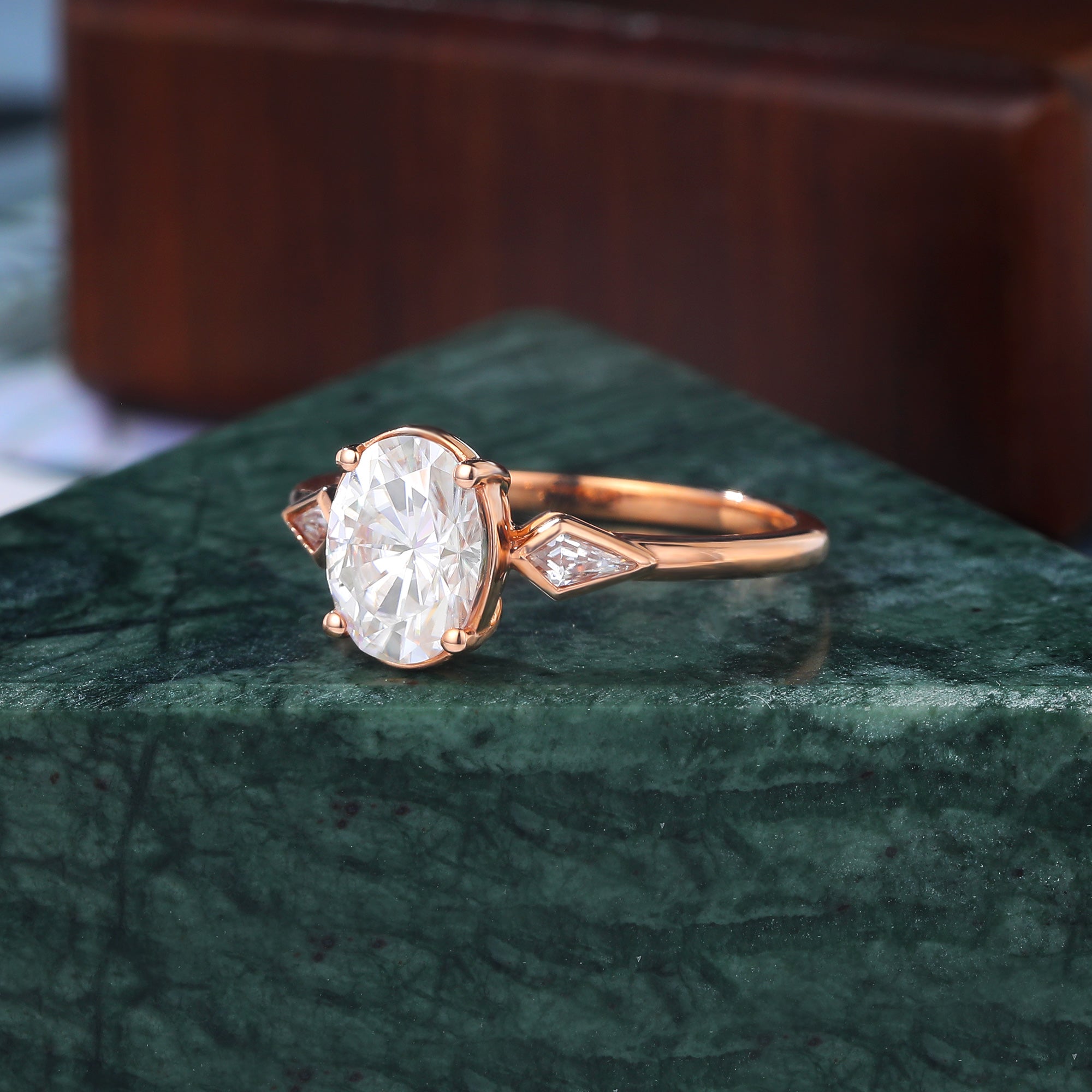 1.15ct Oval cut Lab grown diamond rose gold engagement Ring.