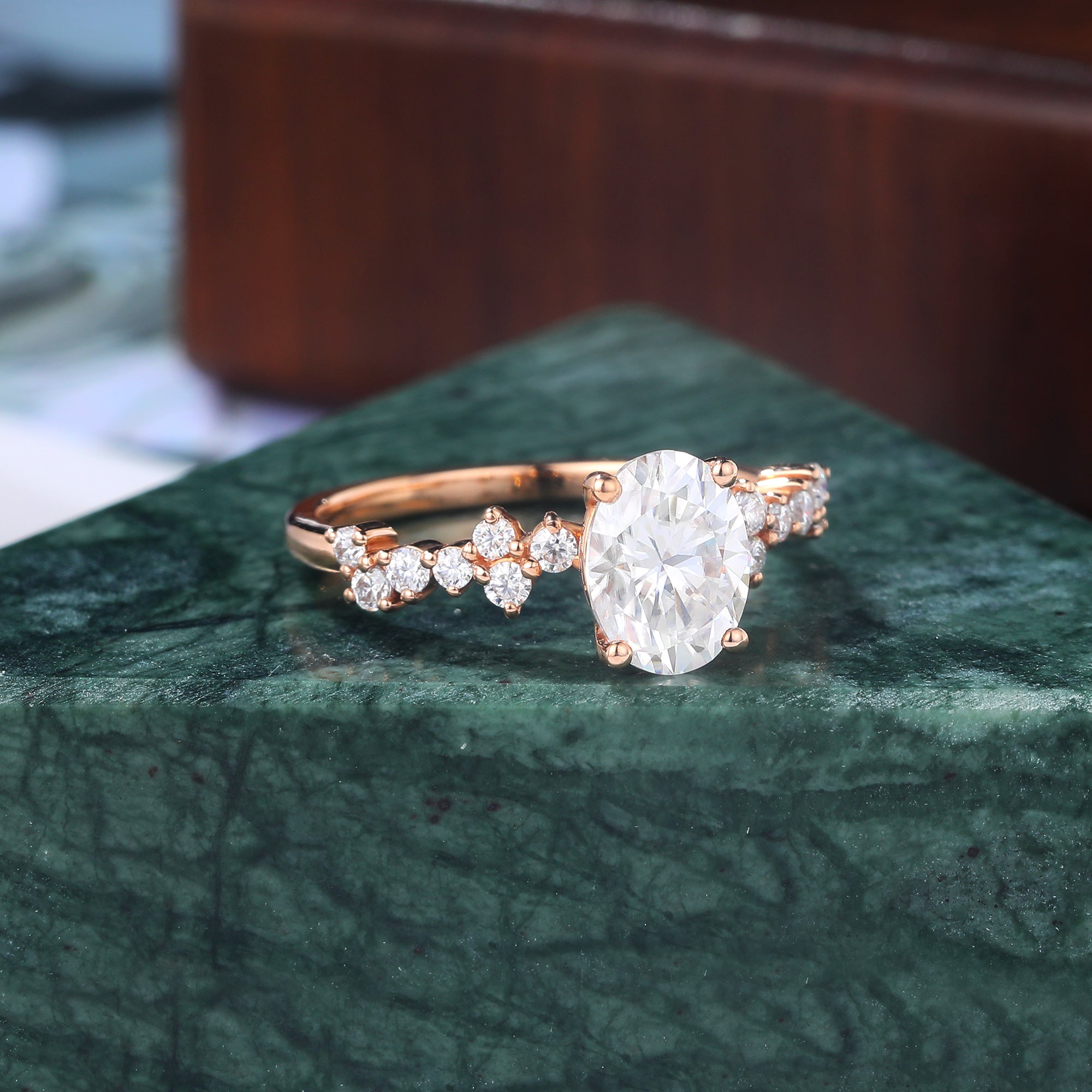 Oval cut Lab grown diamond rose gold engagement Ring.