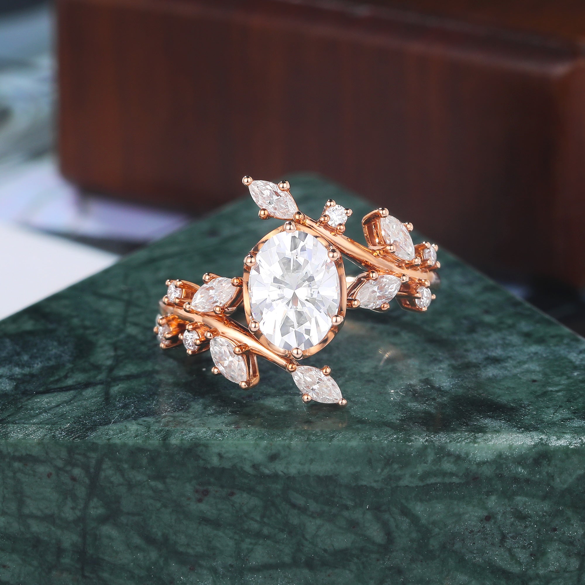 Oval cut Lab grown diamond rose gold engagement Ring.