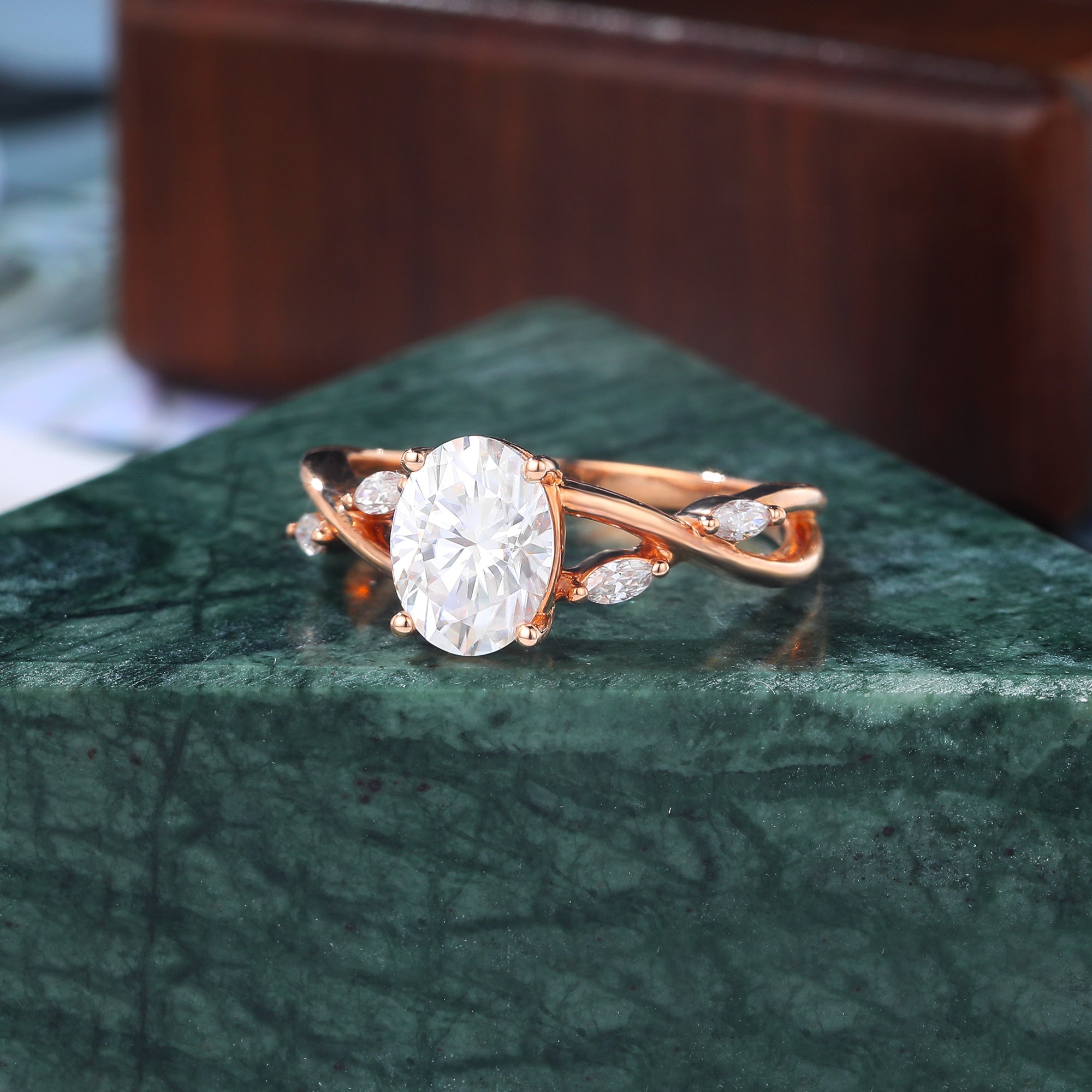 1.2ct Oval cut Lab grown diamond rose gold engagement Ring.