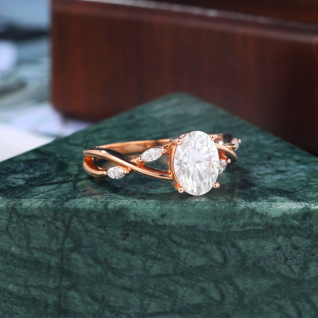 1.2ct Oval cut Lab grown diamond rose gold engagement Ring.