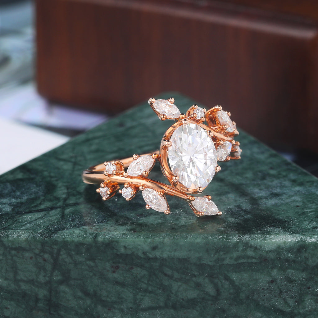 Oval cut Lab grown diamond rose gold engagement Ring.