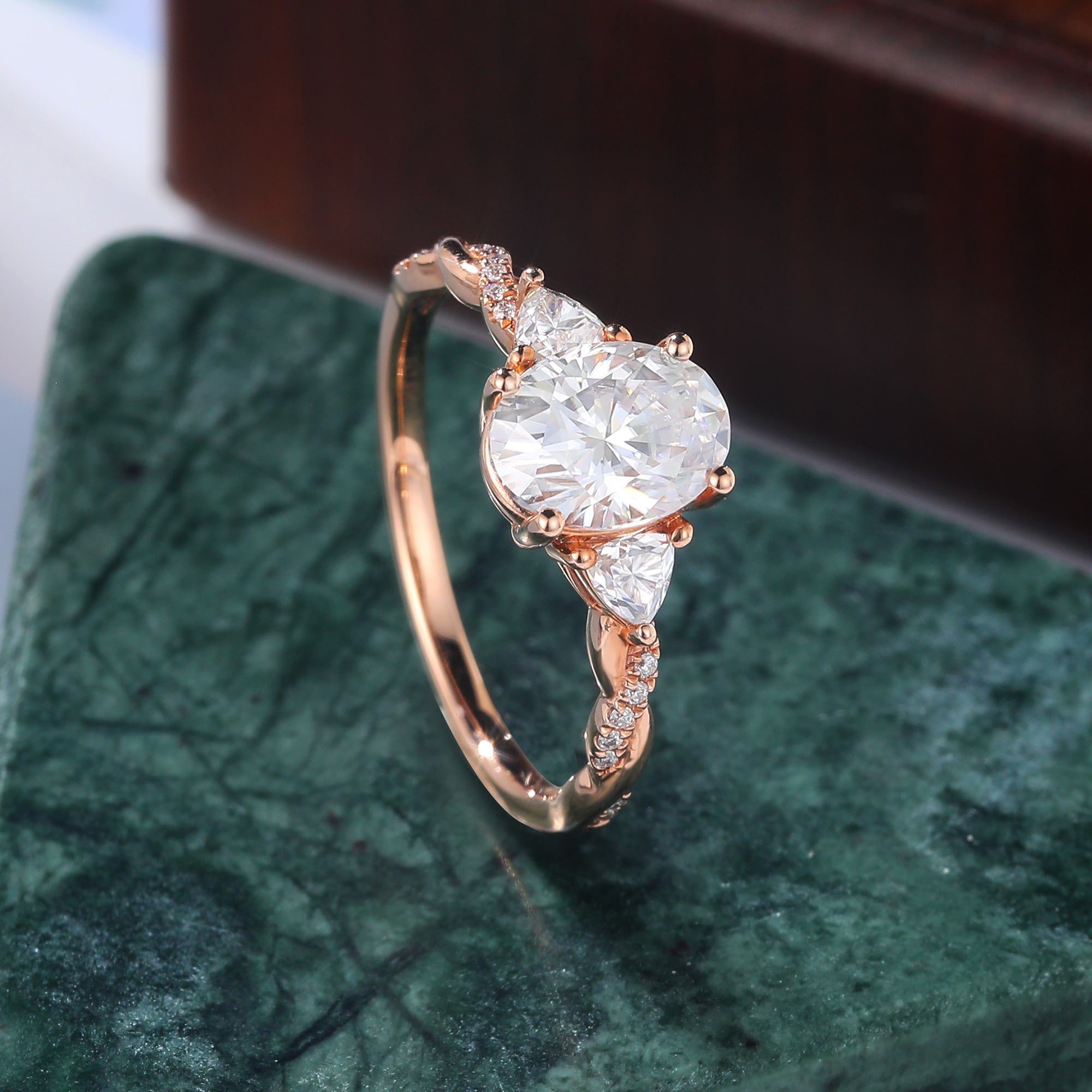 Oval cut moissanite rose gold engagement Ring.  S925/10k/14k/18k. yellow/white gold