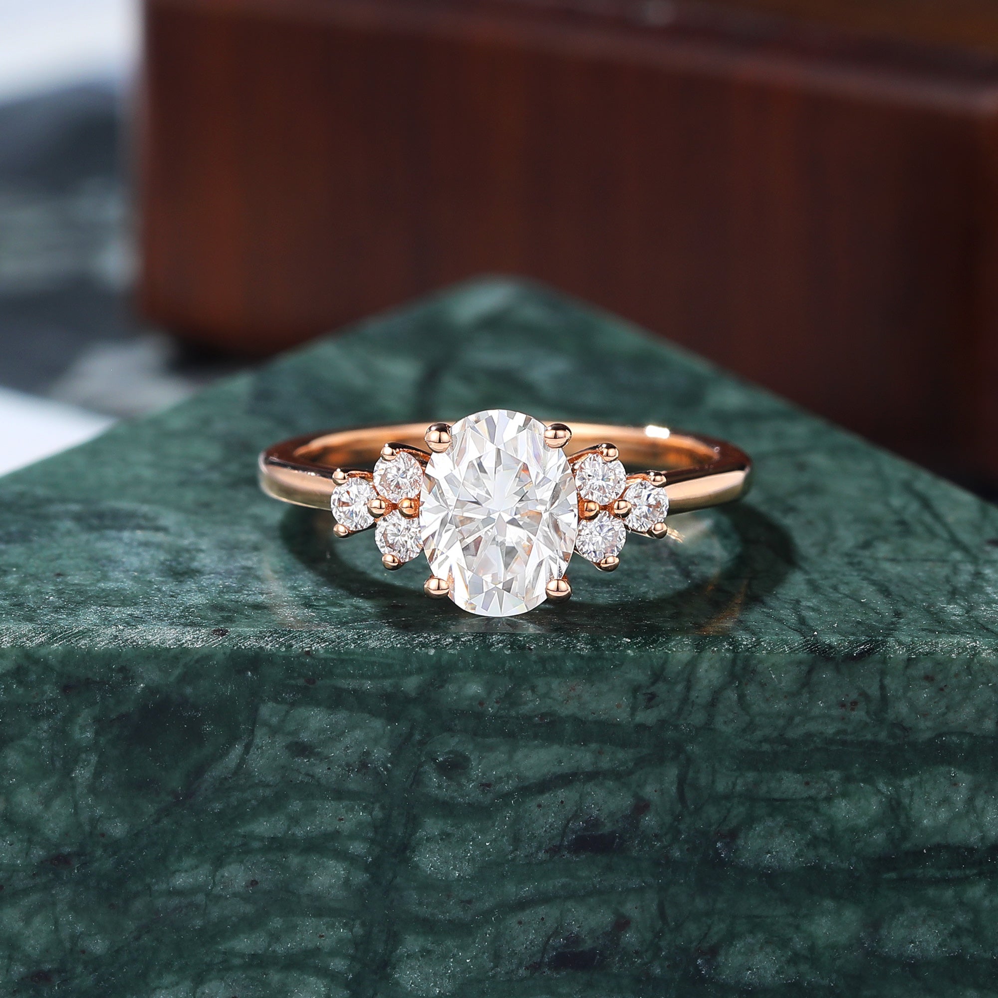 Oval cut moissanite rose gold engagement Ring.