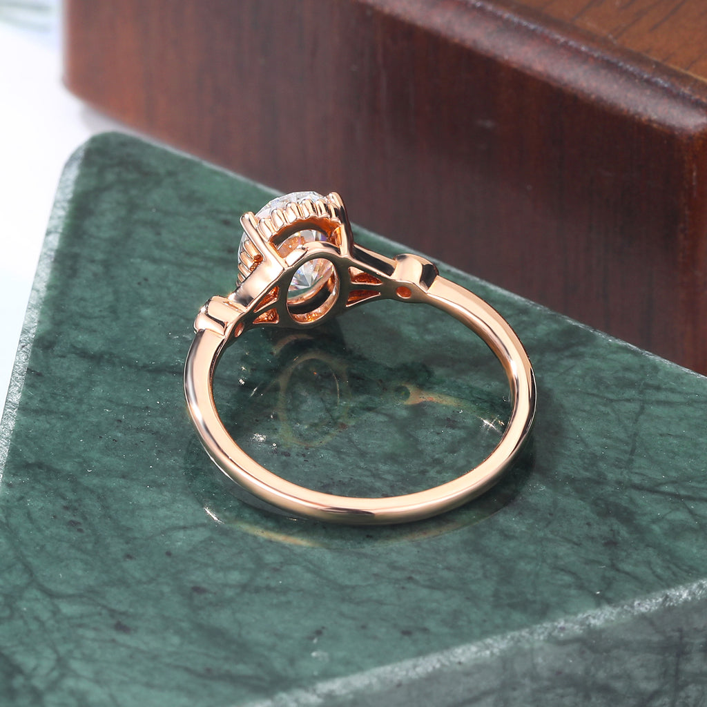 Oval cut moissanite rose gold engagement Ring.