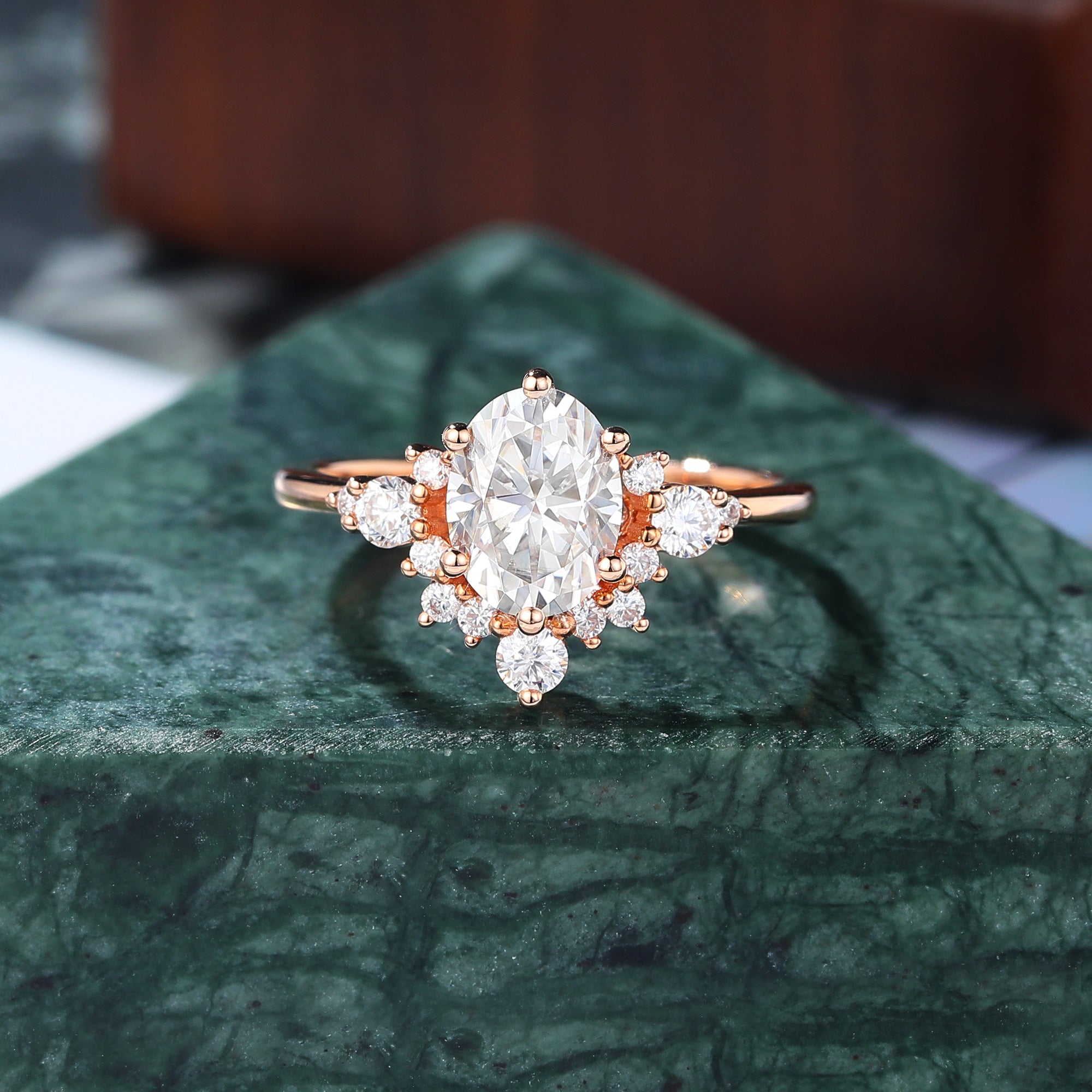 Oval cut moissanite rose gold engagement Ring.