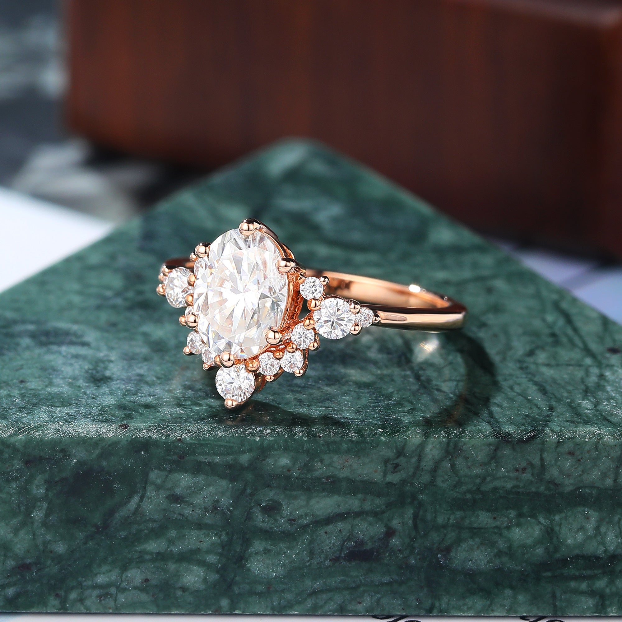 Oval cut moissanite rose gold engagement Ring.