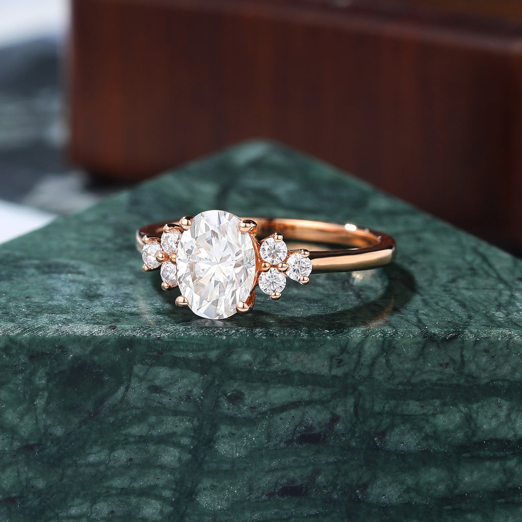 Oval cut moissanite rose gold engagement Ring.