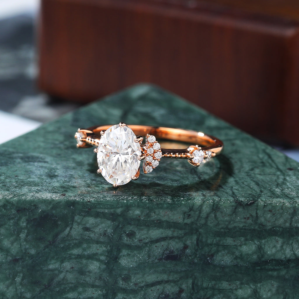 Oval cut moissanite rose gold engagement Ring.