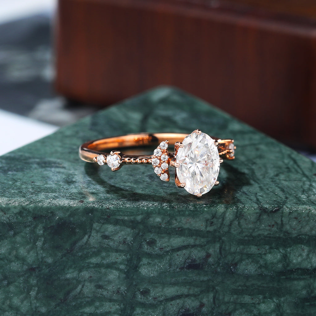 Oval cut moissanite rose gold engagement Ring.