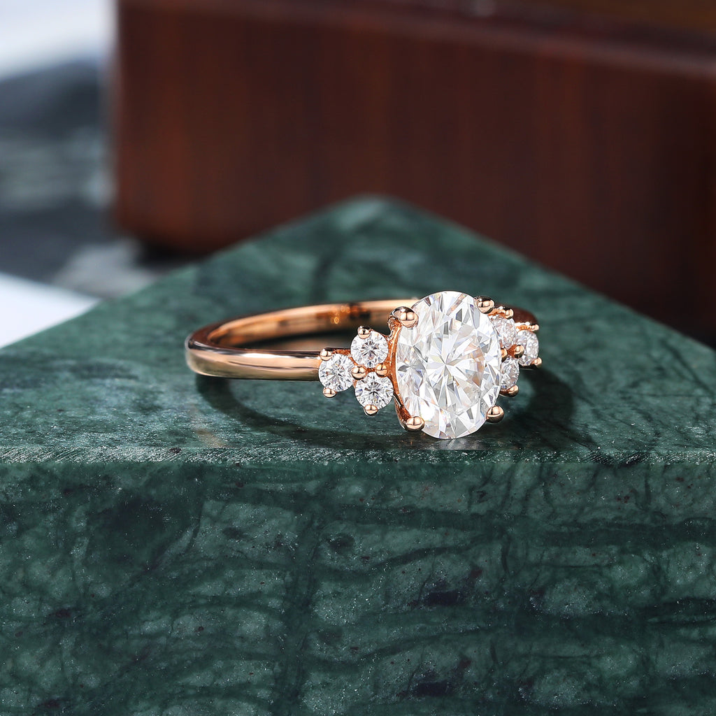 Oval cut moissanite rose gold engagement Ring.