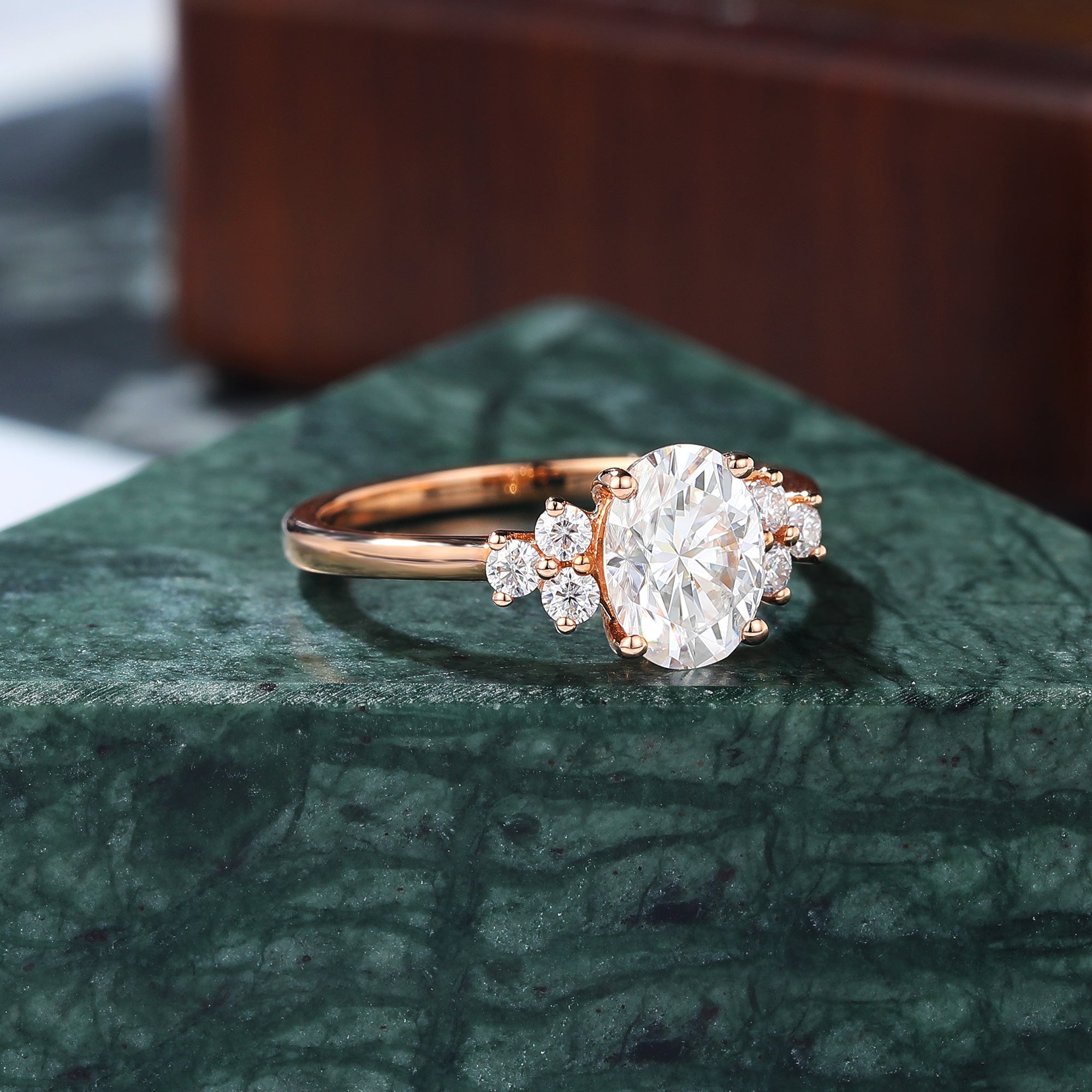 Oval cut moissanite rose gold engagement Ring.