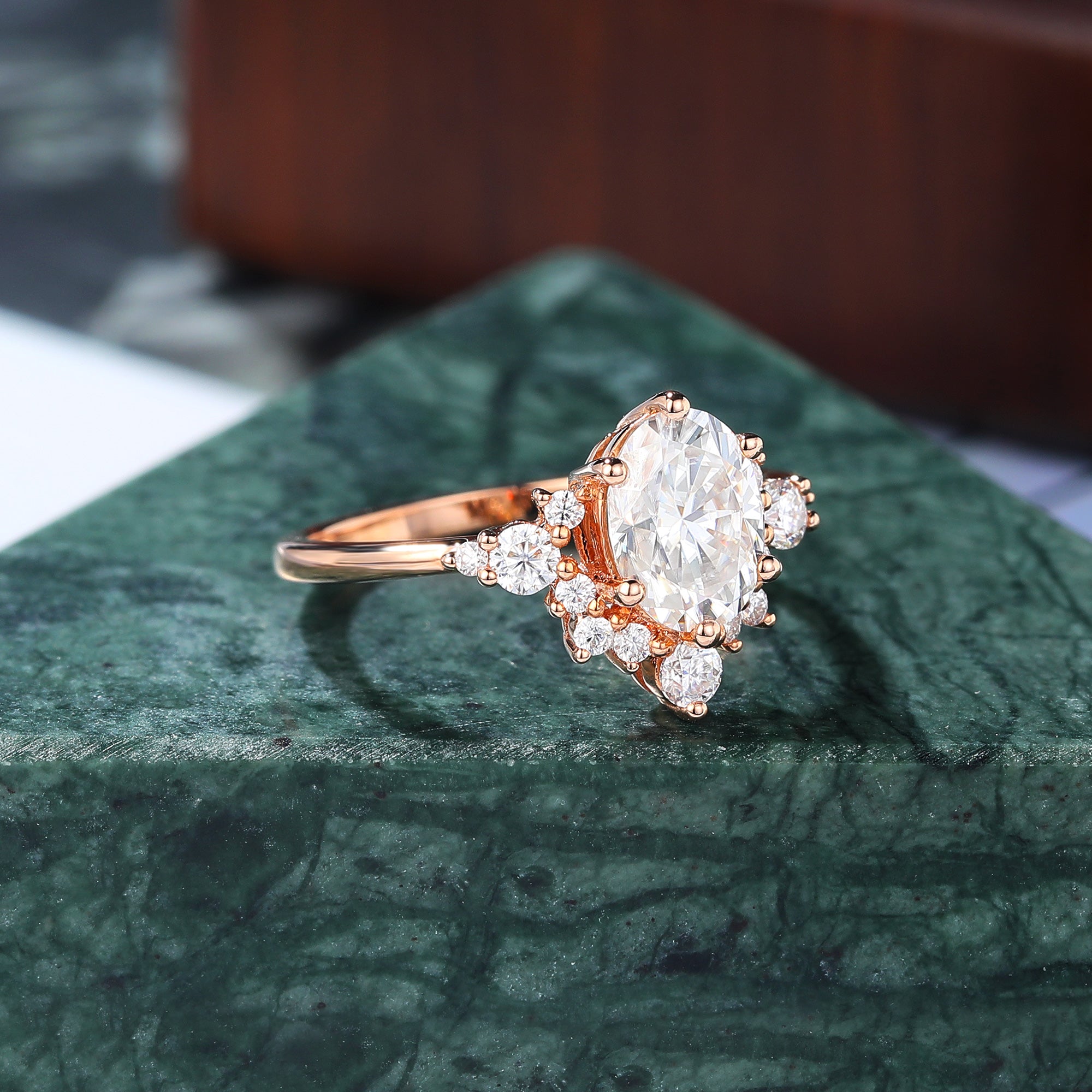 Oval cut moissanite rose gold engagement Ring.