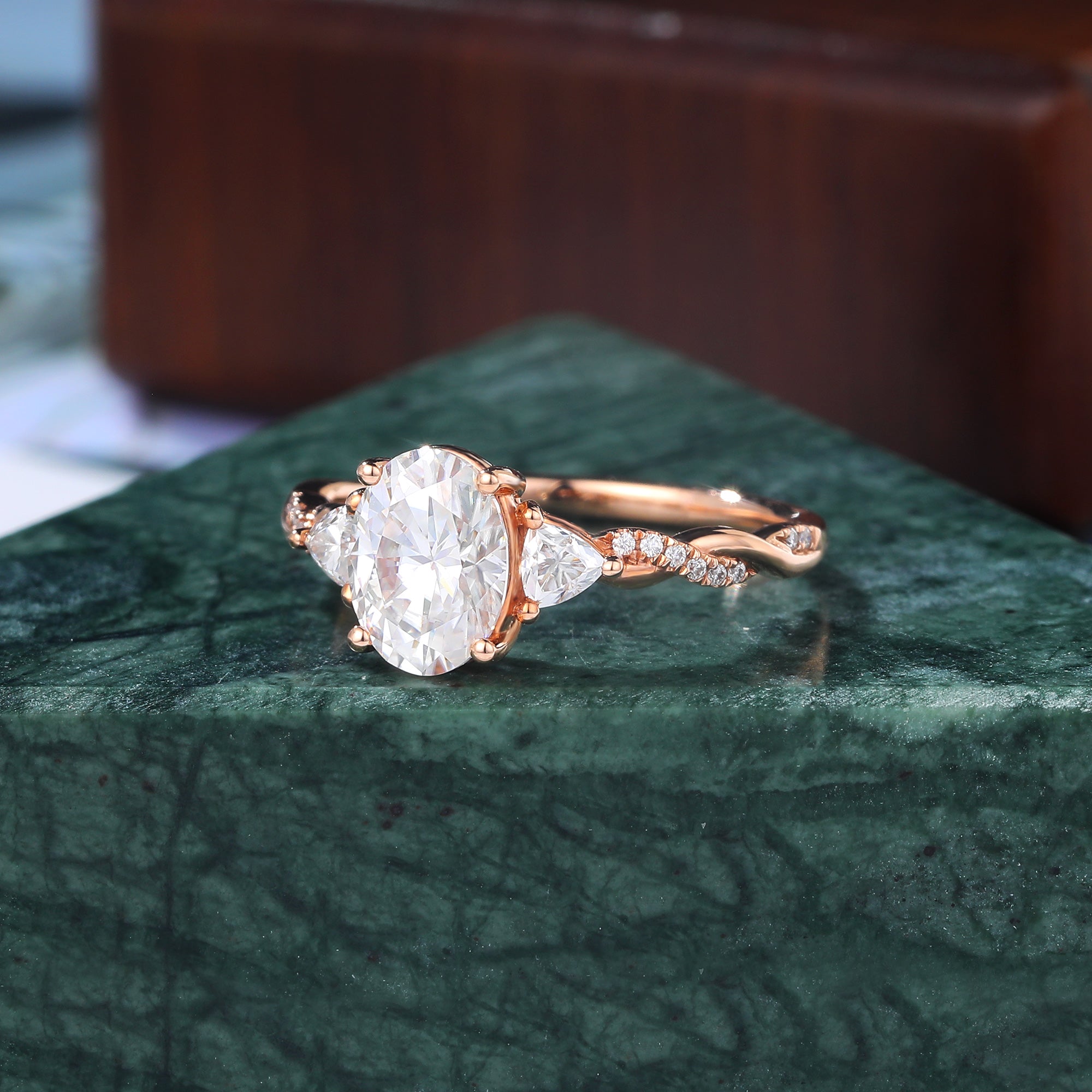 Oval cut moissanite rose gold engagement Ring.  S925/10k/14k/18k. yellow/white gold