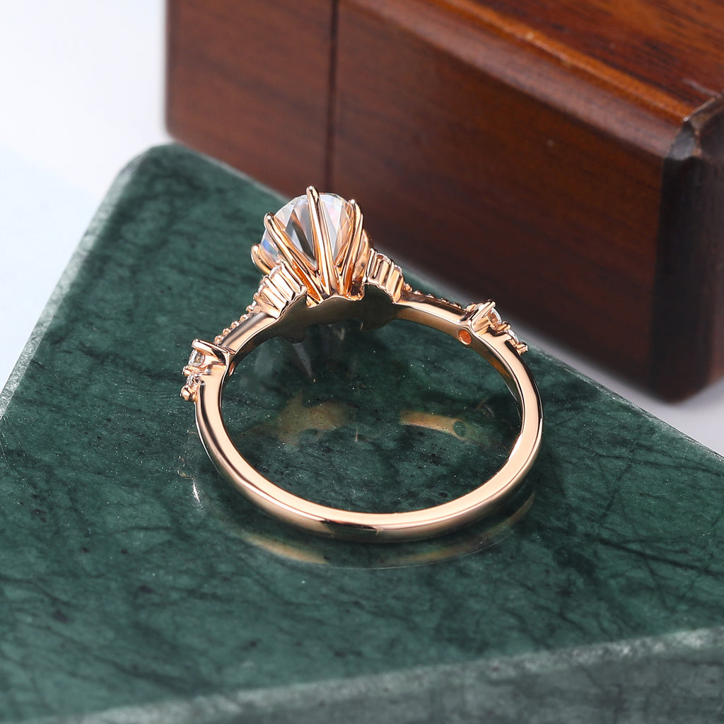 Oval cut moissanite rose gold engagement Ring.
