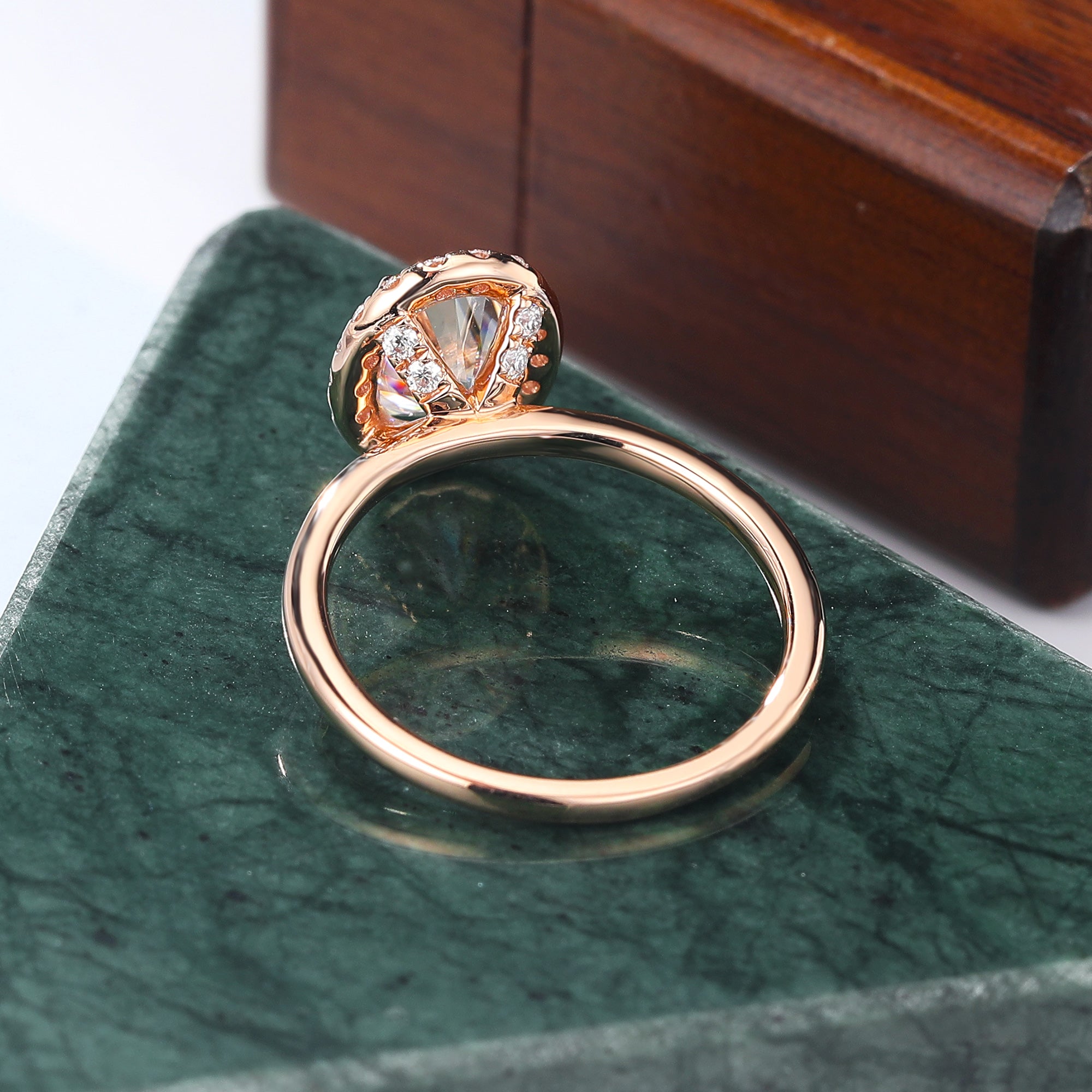 Oval cut Moissanite rose gold engagement Ring.