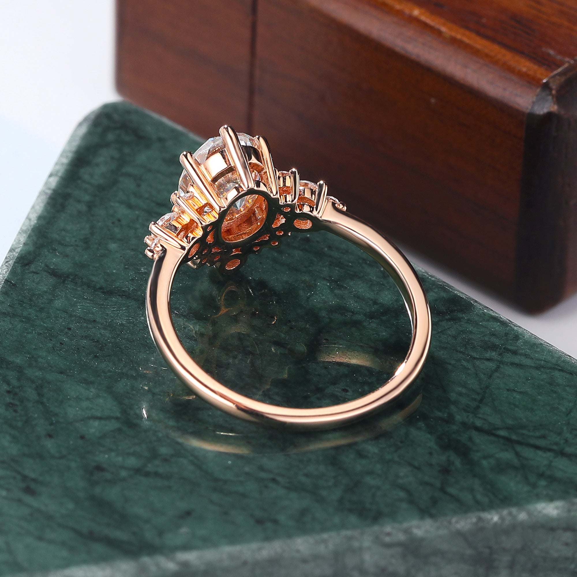 Oval cut moissanite rose gold engagement Ring.