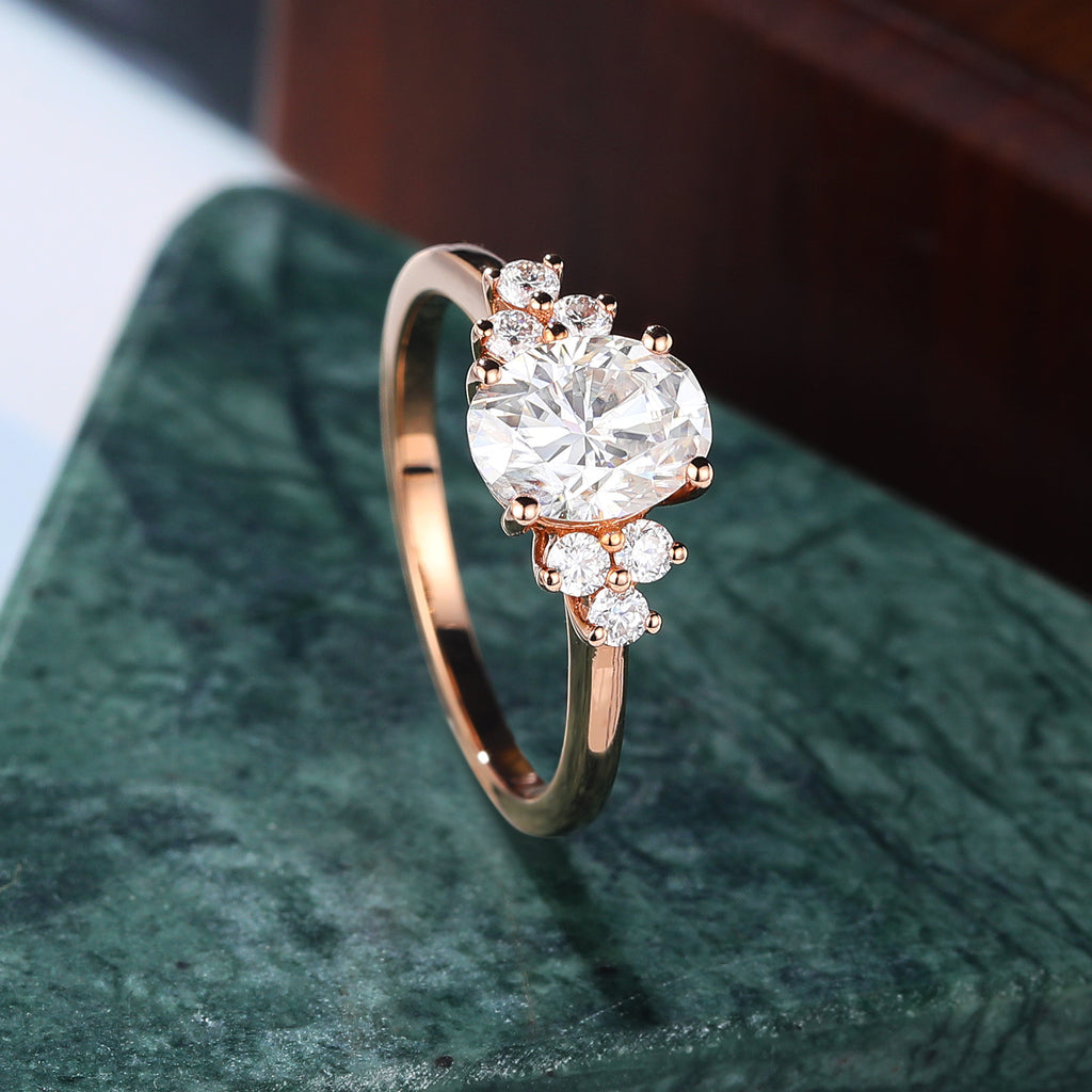 Oval cut moissanite rose gold engagement Ring.