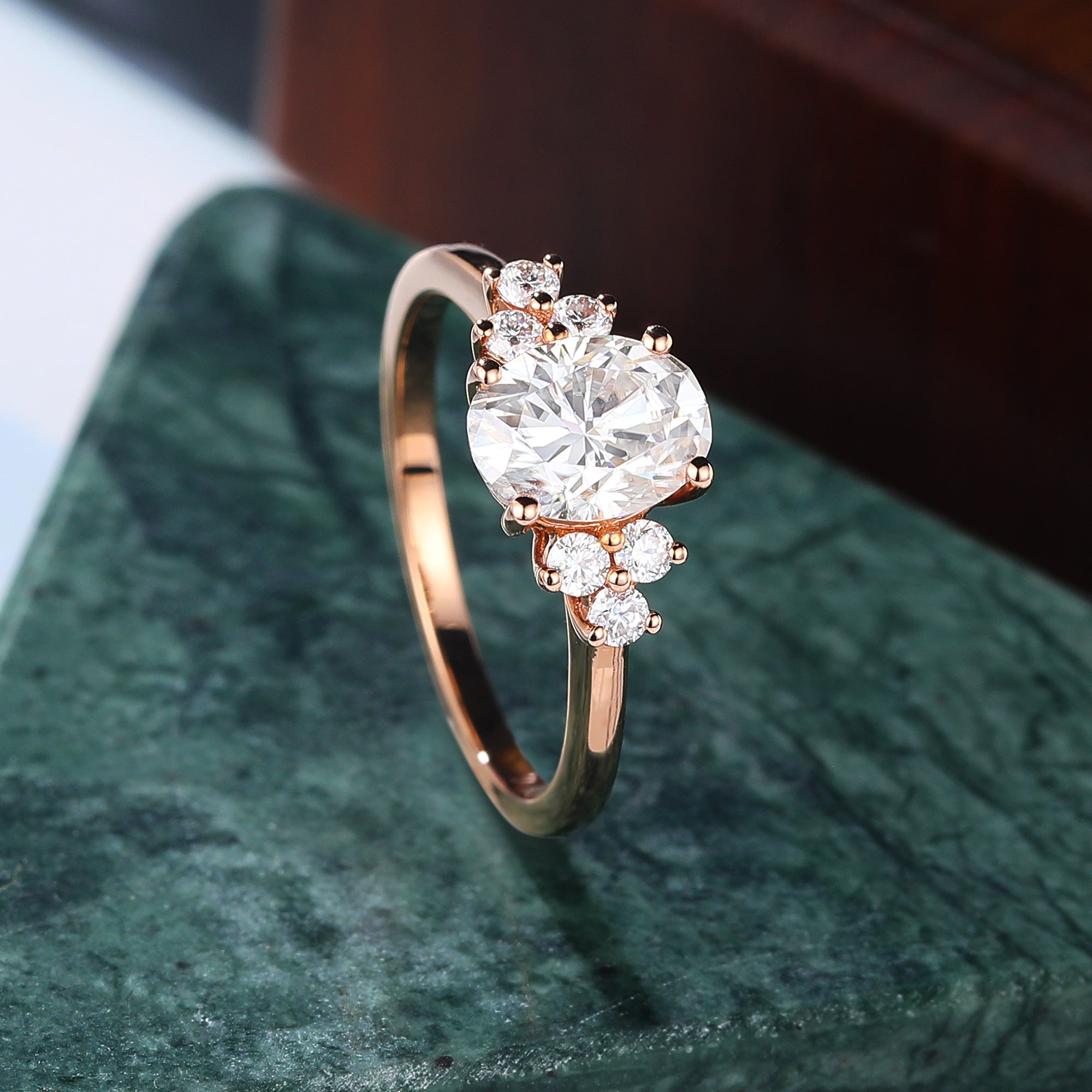 Oval cut moissanite rose gold engagement Ring.