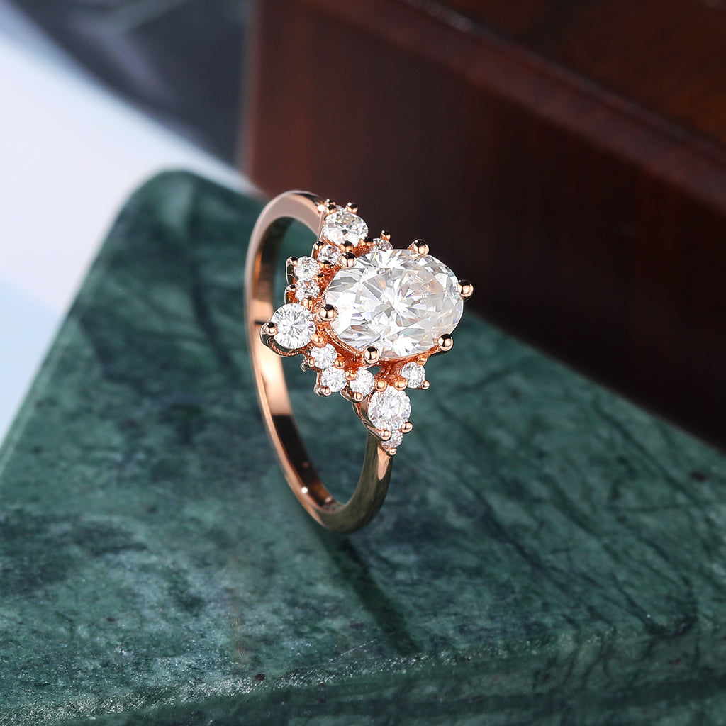 Oval cut moissanite rose gold engagement Ring.