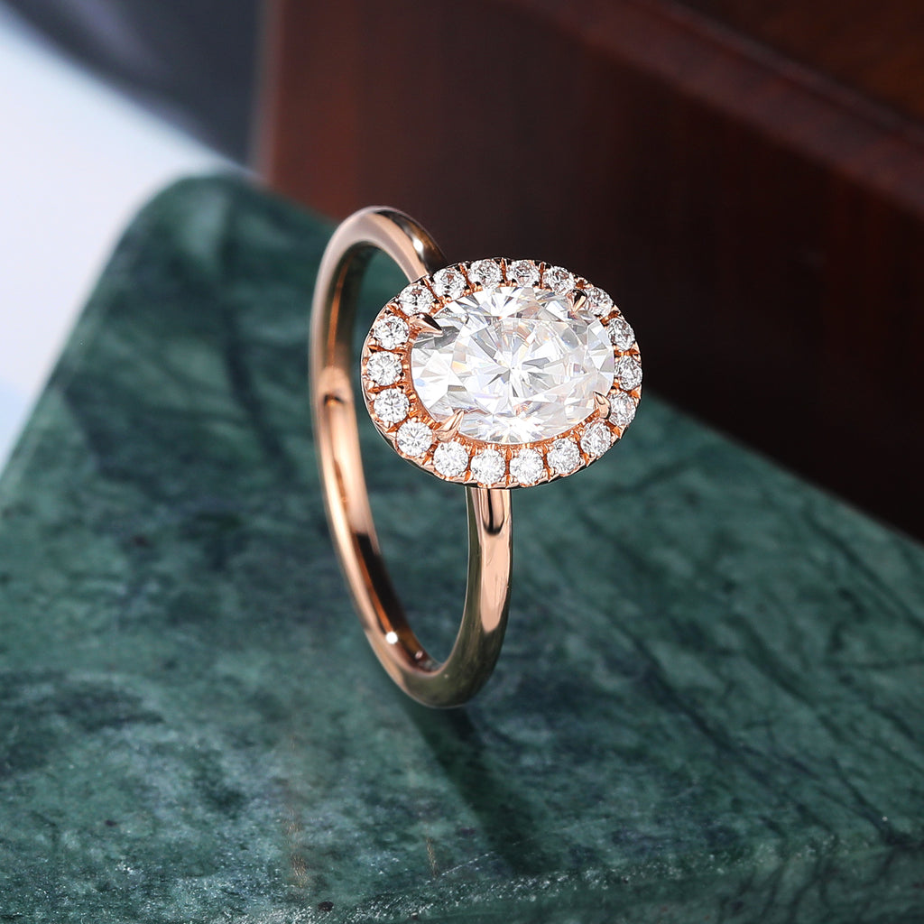 Oval cut Moissanite rose gold engagement Ring.