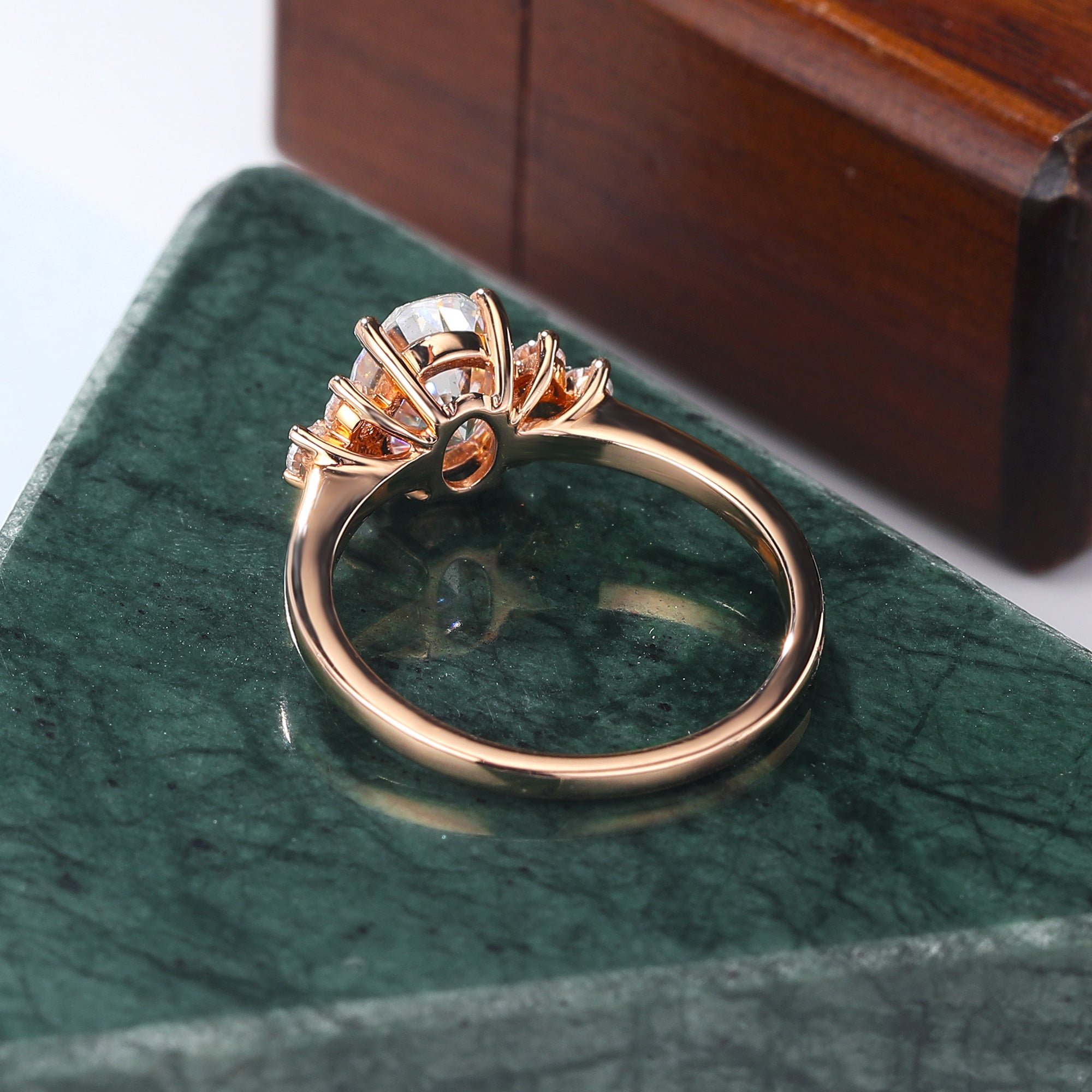 Oval cut moissanite rose gold engagement Ring.