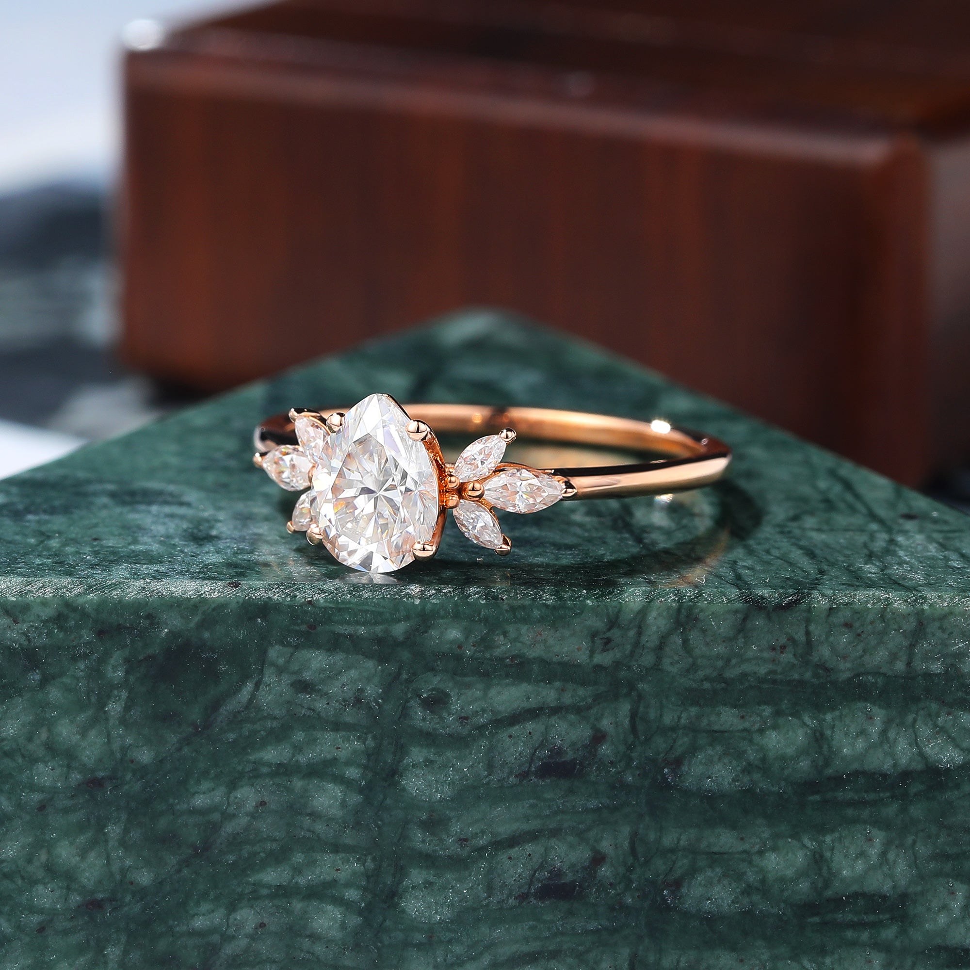 Pear shape Lab grown diamond rose gold engagement ring