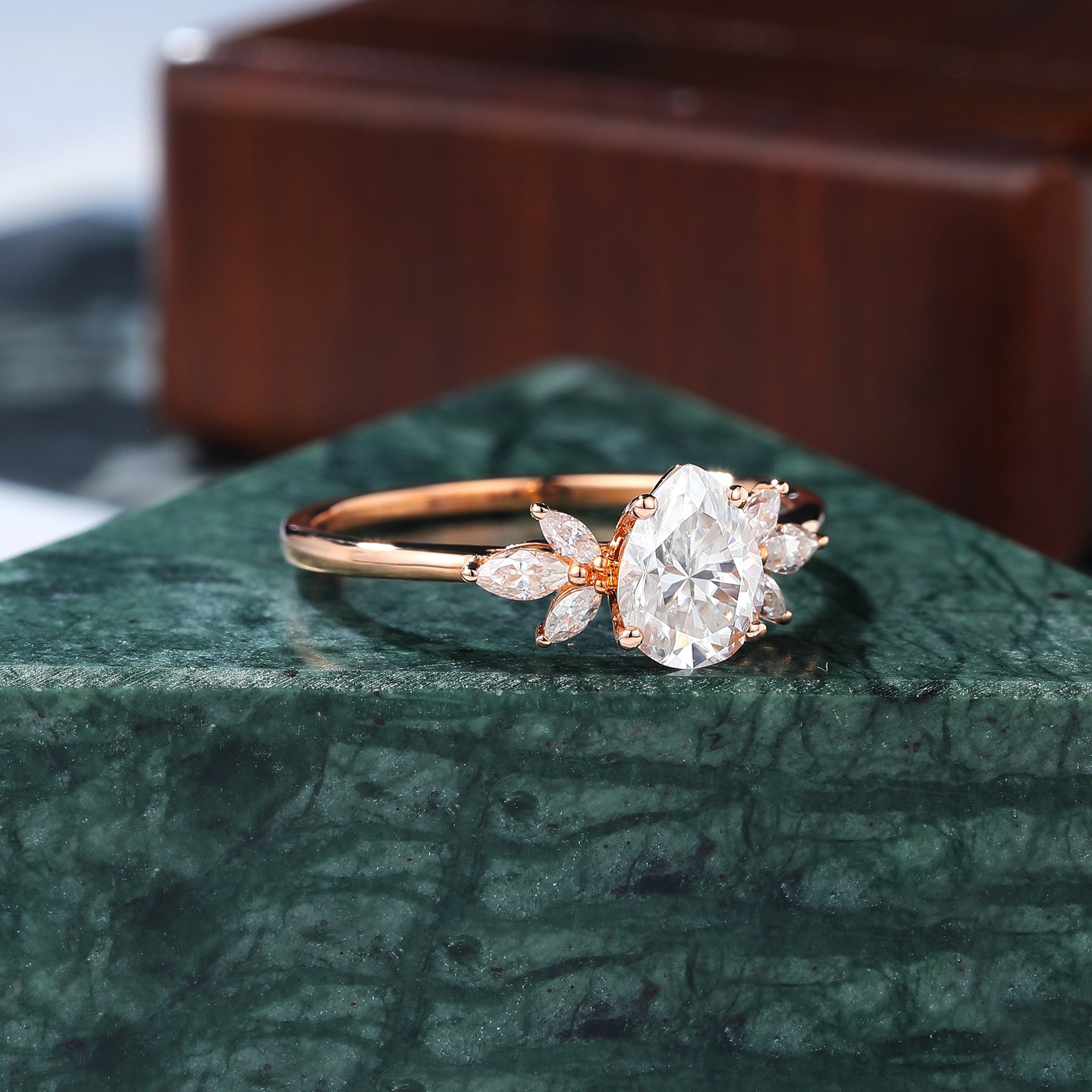 Pear shape Lab grown diamond rose gold engagement ring