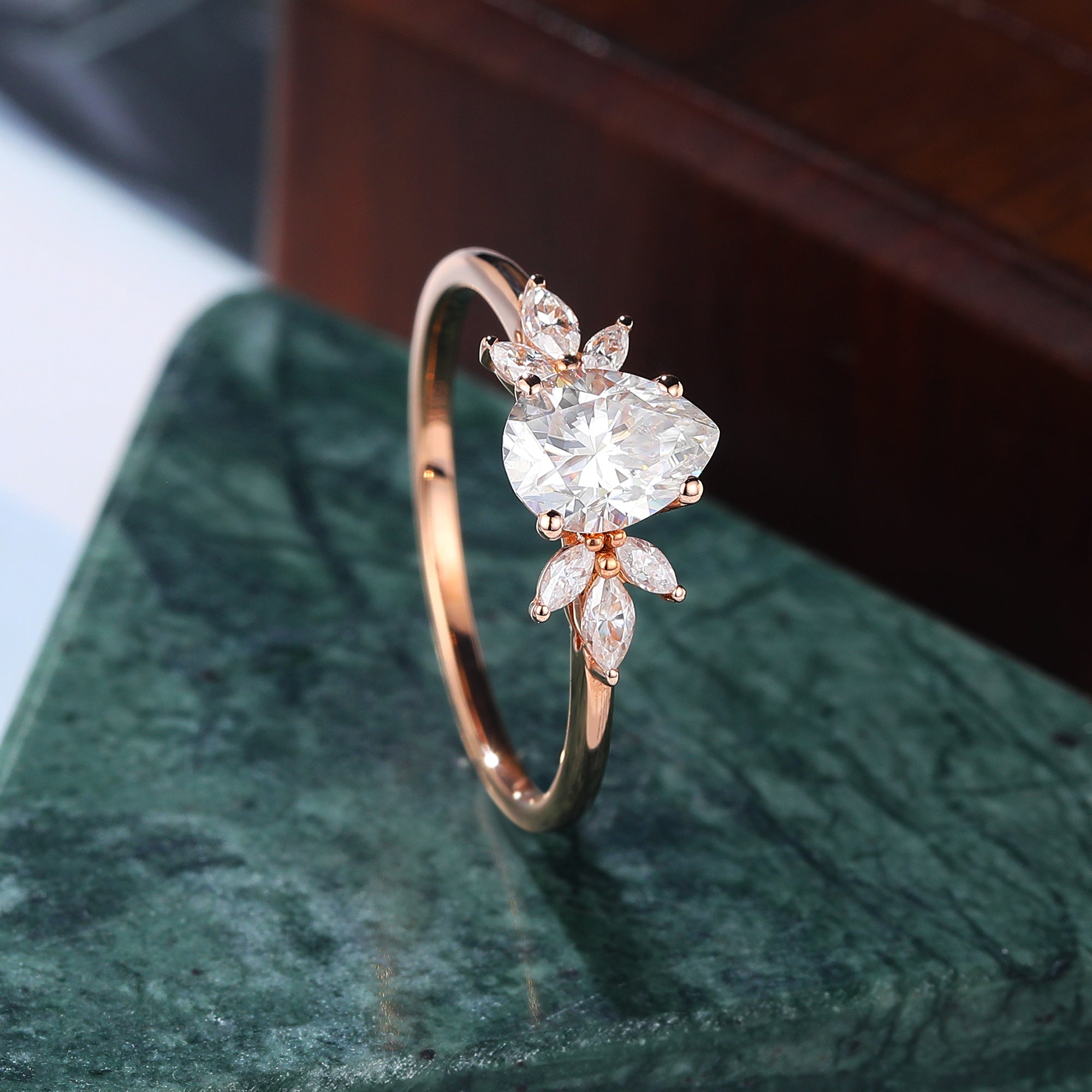 Pear shape Lab grown diamond rose gold engagement ring