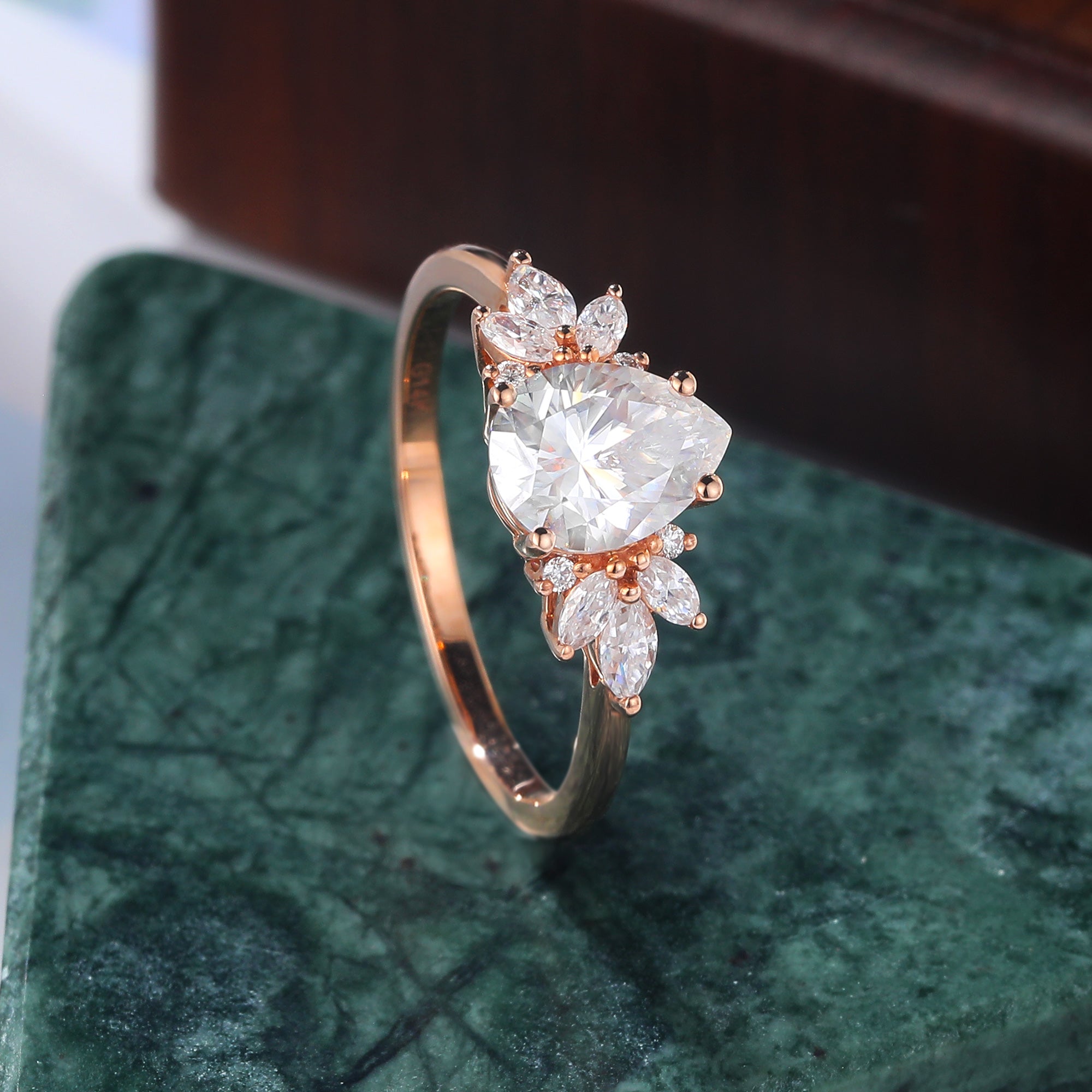 Pear shape  Lab grown diamond rose gold engagement Ring.