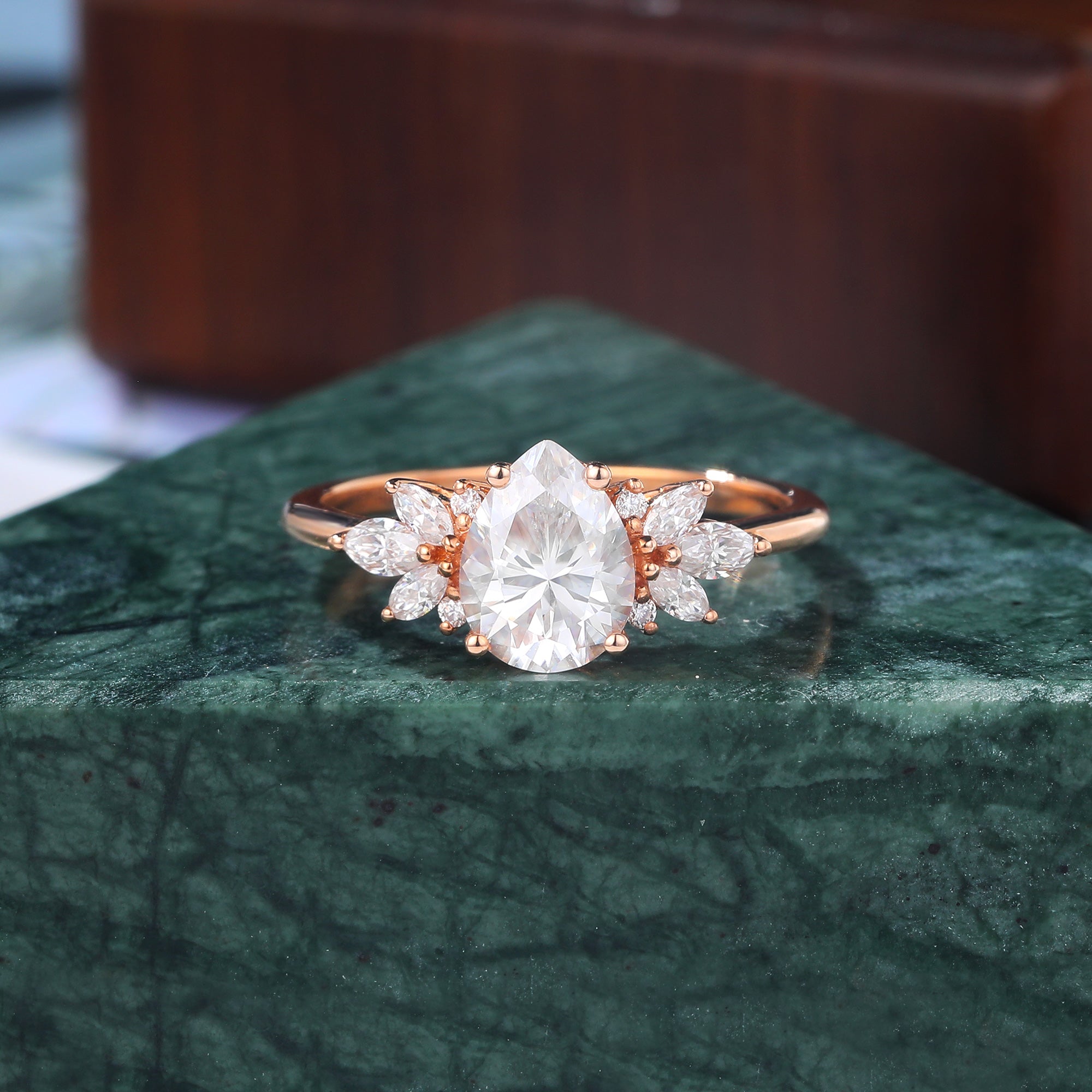 Pear shape  Lab grown diamond rose gold engagement Ring.