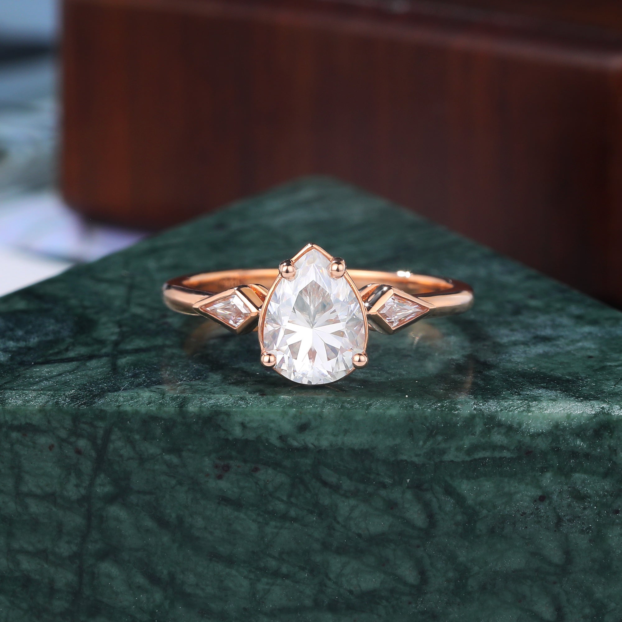 Pear shape  Lab grown diamond rose gold engagement Ring.