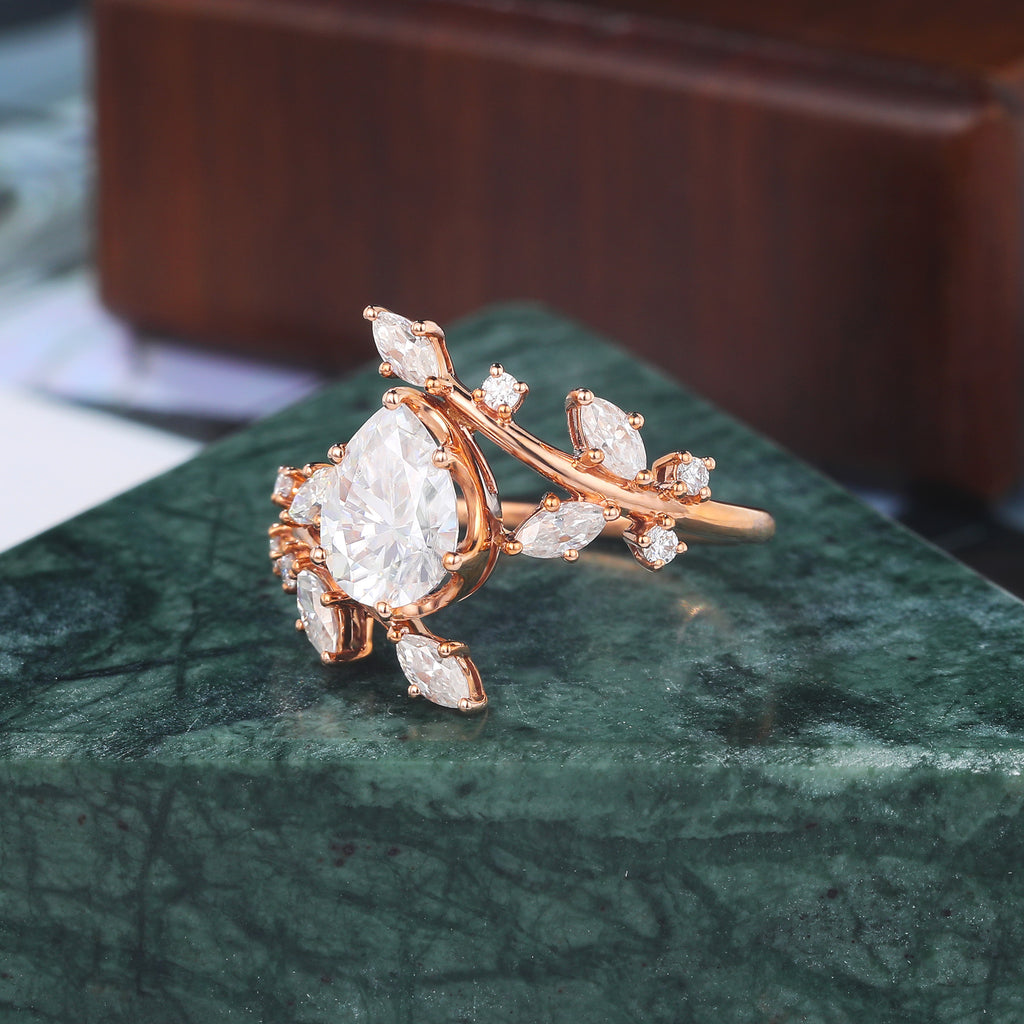 Pear shape  Lab grown diamond rose gold engagement Ring.