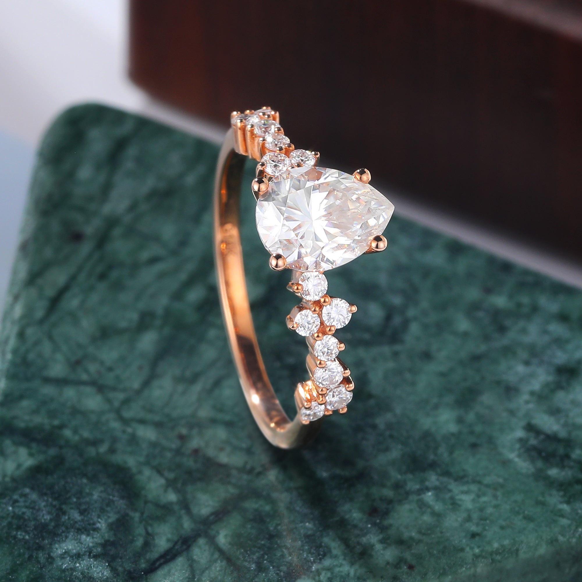 Pear shape  Lab grown diamond rose gold engagement Ring.