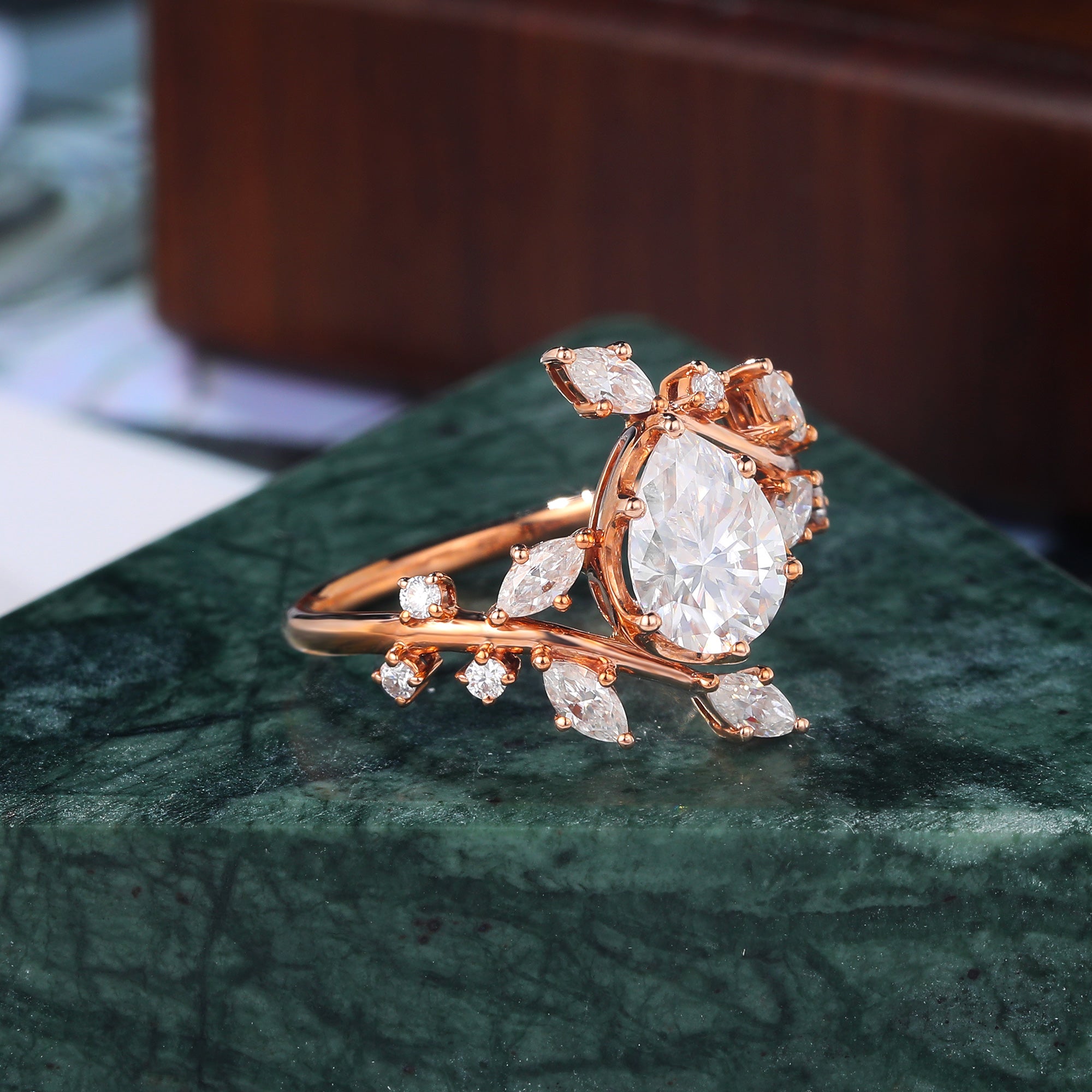 Pear shape  Lab grown diamond rose gold engagement Ring.