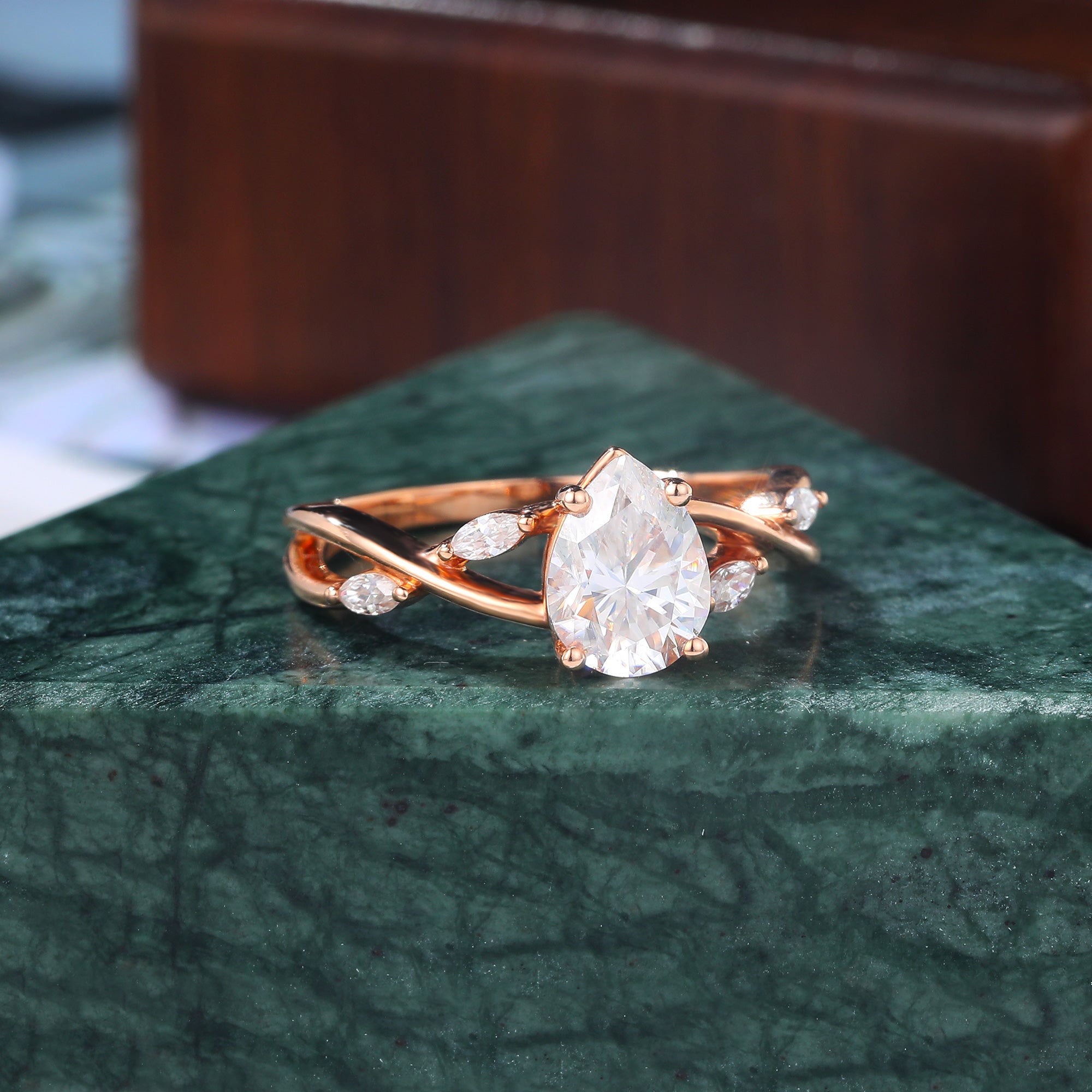 Pear shape  Lab grown diamond rose gold engagement Ring.