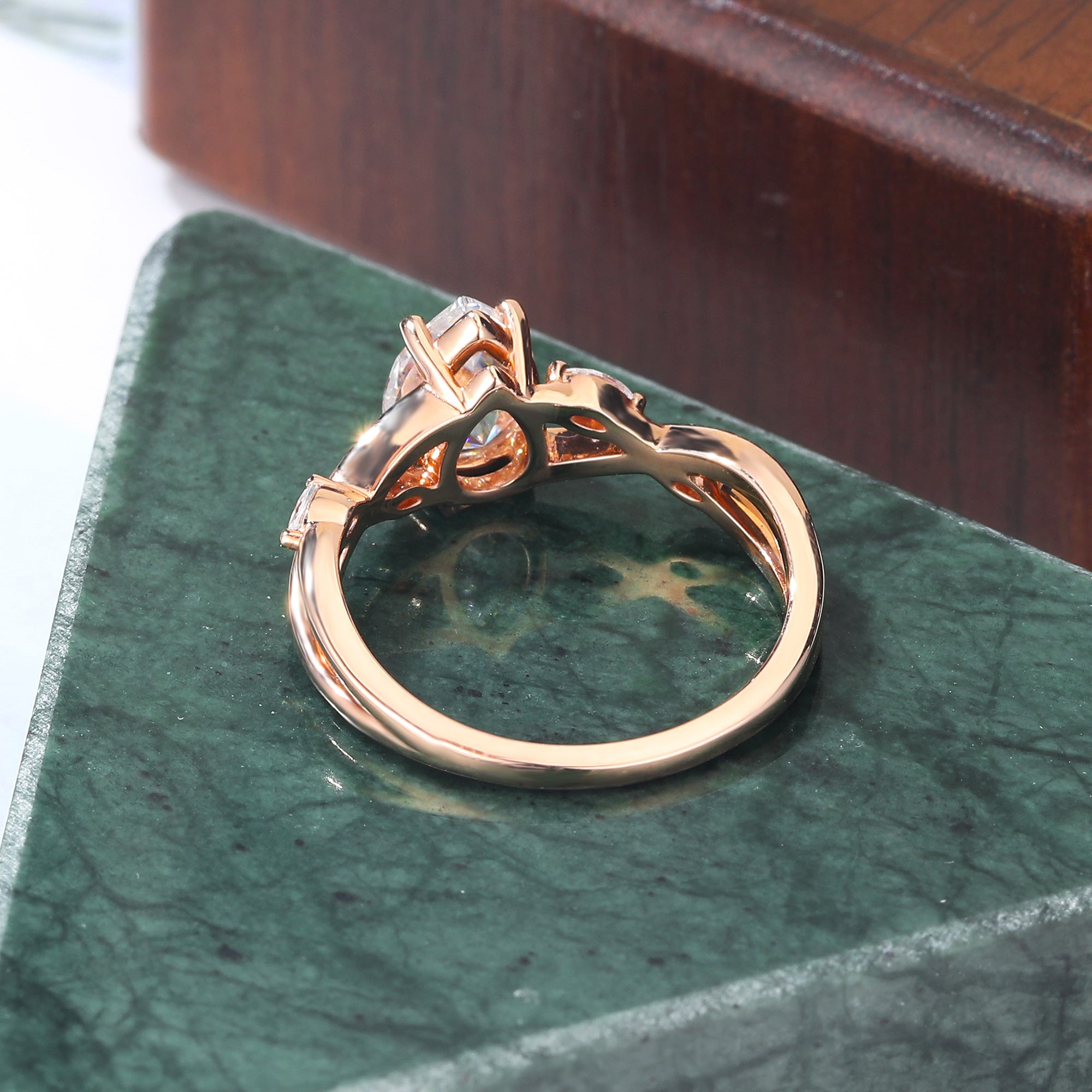 Pear shape  moissanite rose gold engagement Ring.