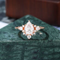 Pear shape moissanite rose gold engagement Ring.