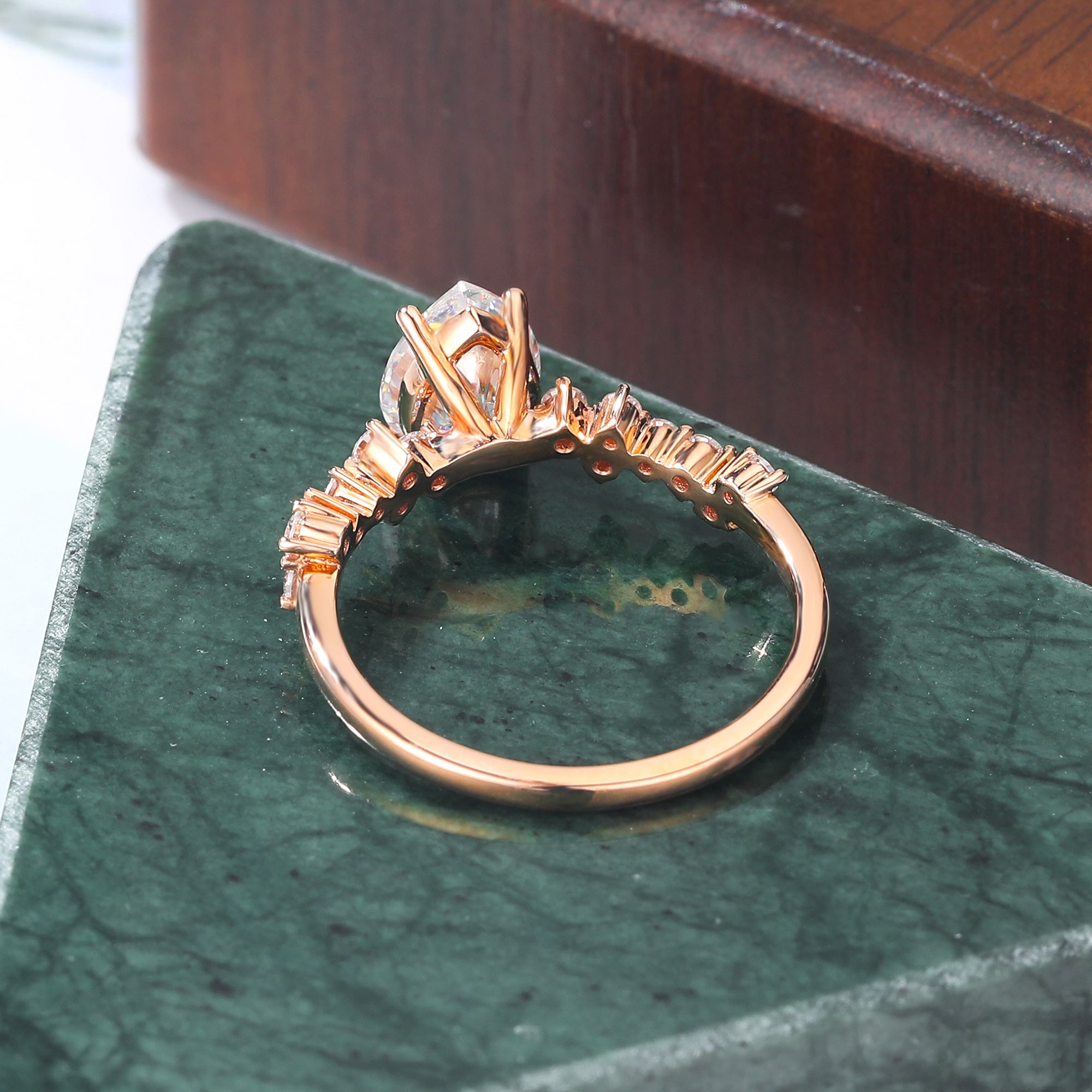 Pear shape  moissanite rose gold engagement Ring.