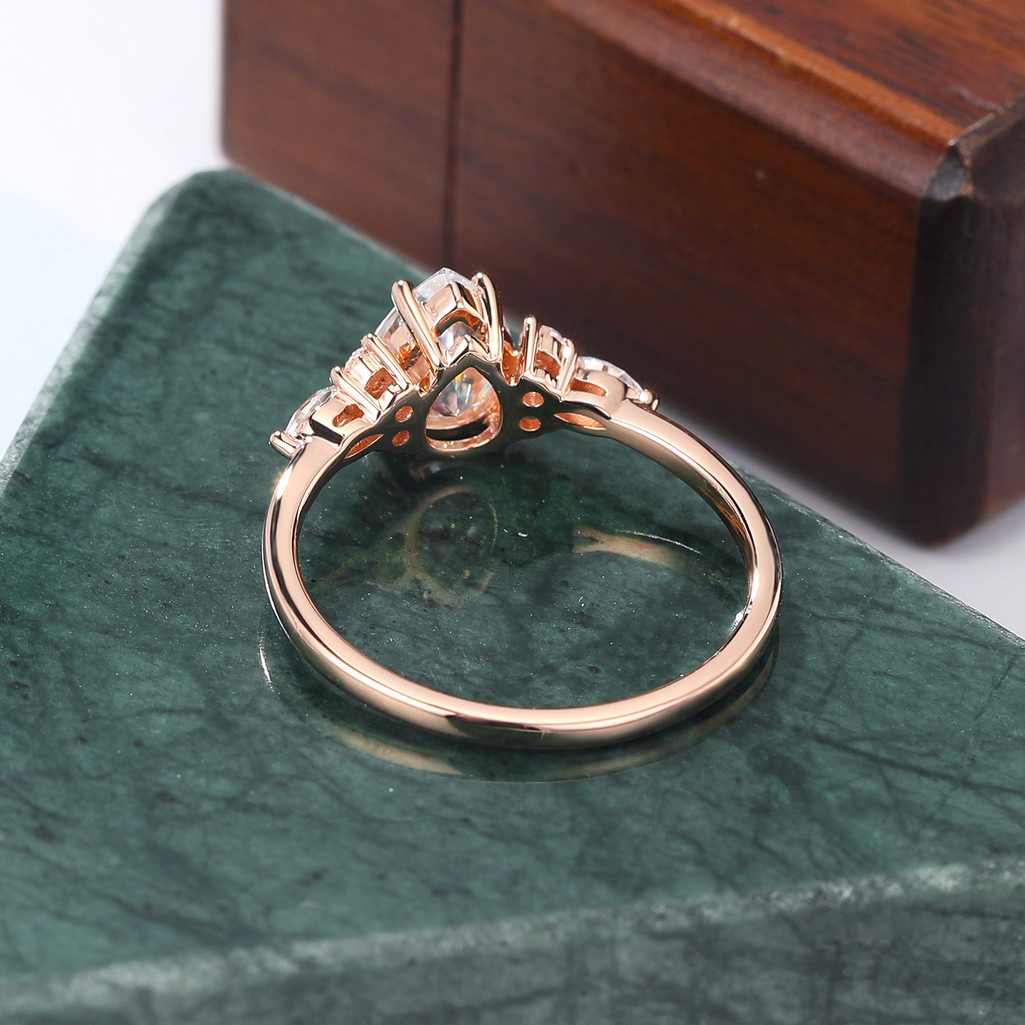 Pear shape moissanite rose gold engagement Ring.