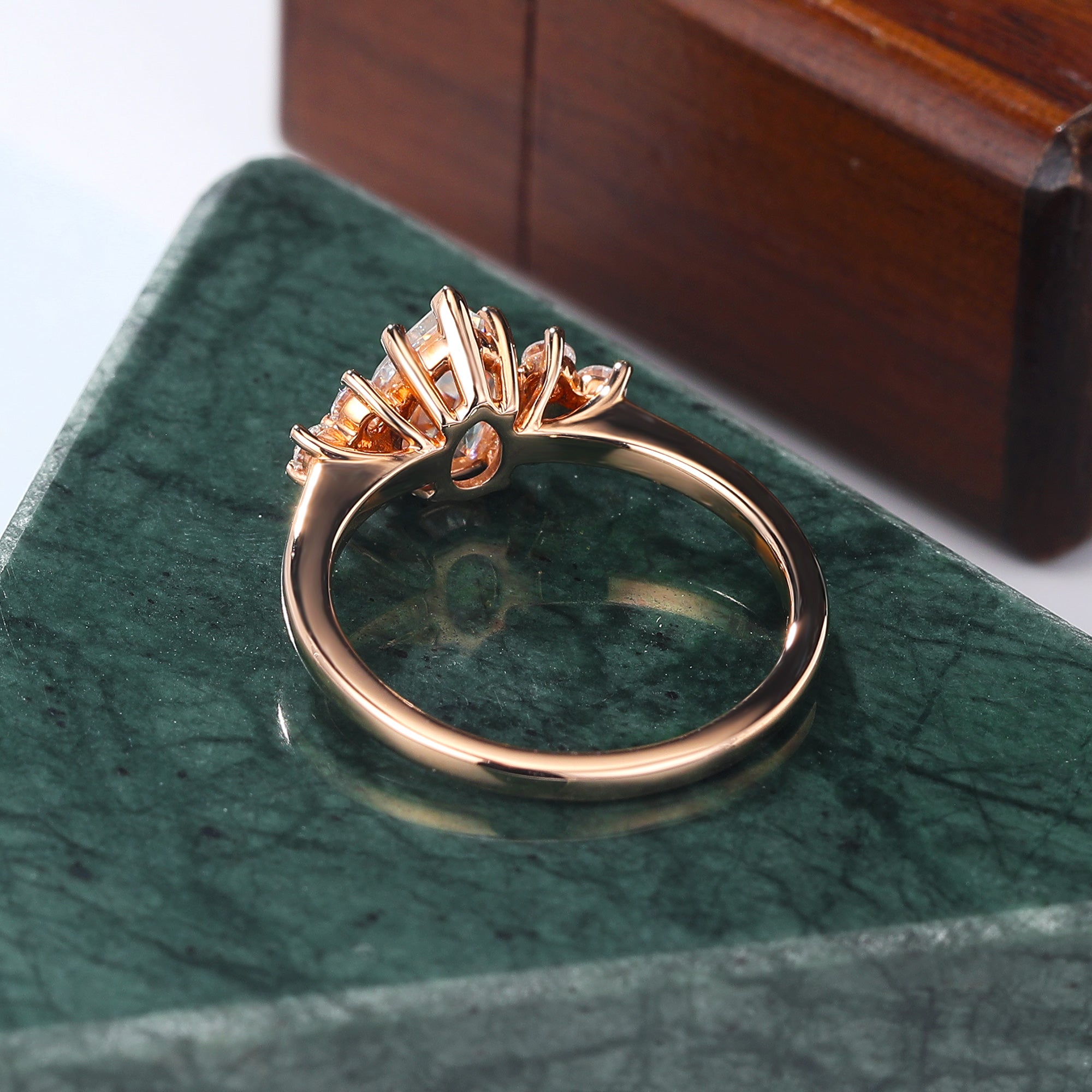 Pear shape moissanite rose gold engagement Ring.