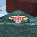 Pear shape Lab Pink Sapphire engagement ring 925silver/10k/14k/18k gold